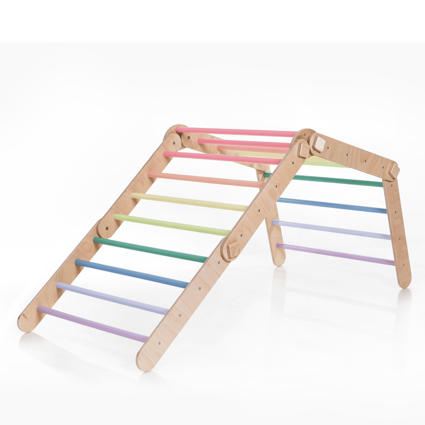 Pikler Dreieck Rutsche Pastell – 4-in-1 Motorik-Baukasten - LeoBabys