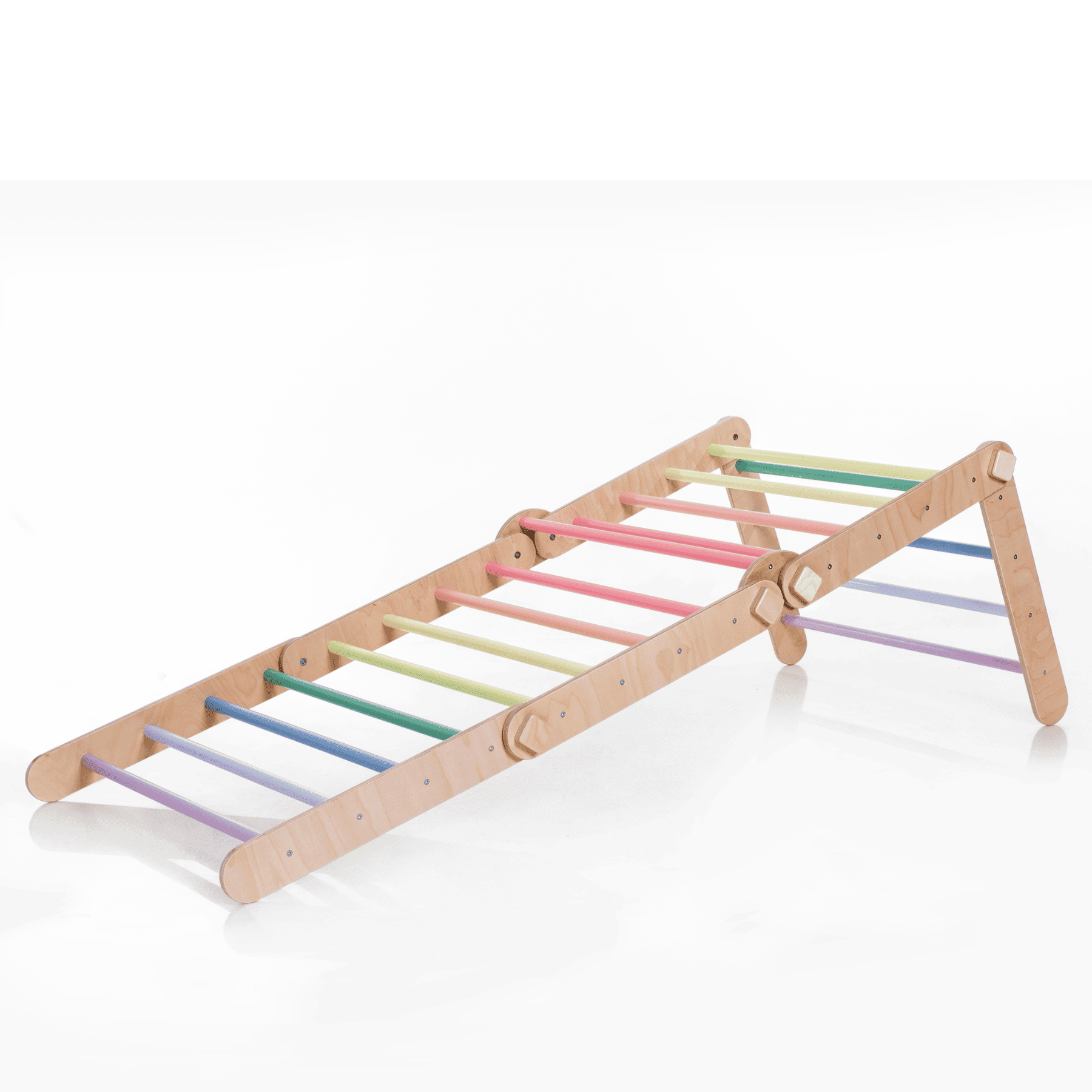 Pikler Dreieck Rutsche Pastell – 4-in-1 Motorik-Baukasten - LeoBabys