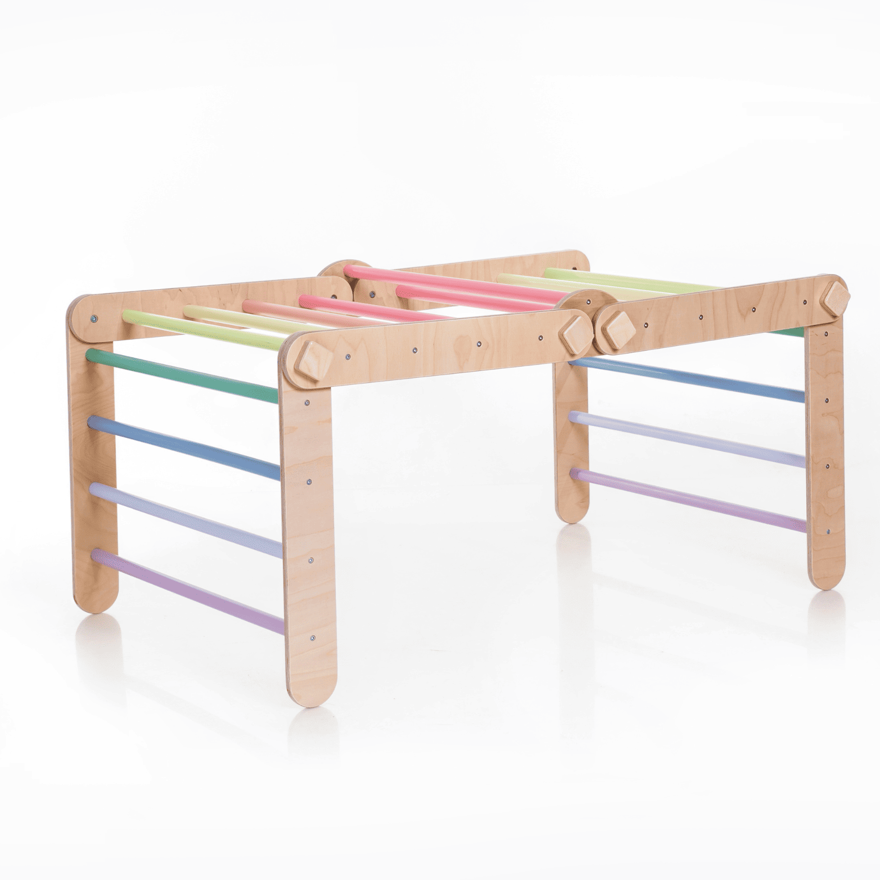 Pikler Dreieck Rutsche Pastell – 4-in-1 Motorik-Baukasten - LeoBabys