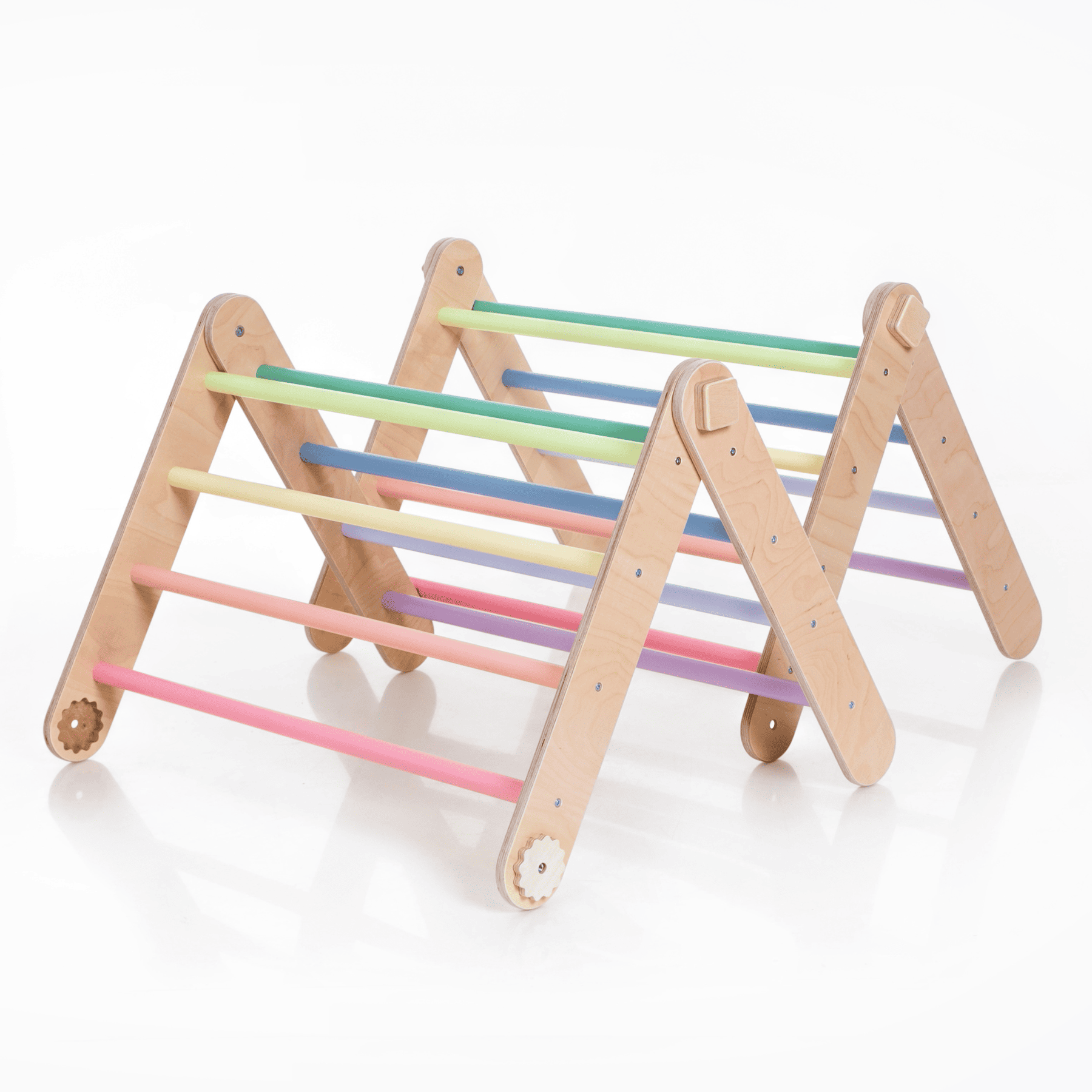 Pikler Dreieck Rutsche Pastell – 4-in-1 Motorik-Baukasten - LeoBabys