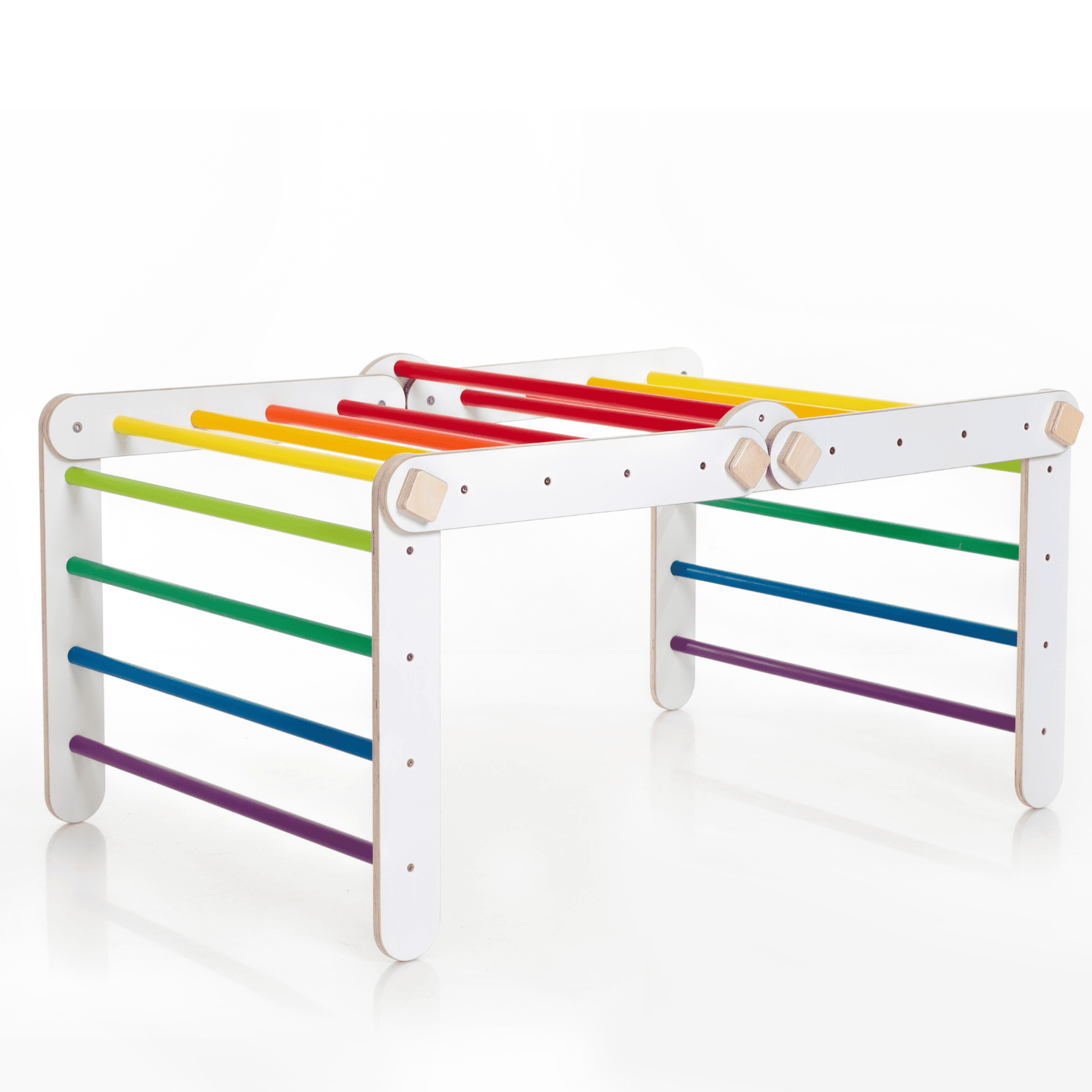Pikler Dreieck Rutsche Wandelbar Bunt – 4-in-1 verstellbares Motorik-Kletterset - LeoBabys