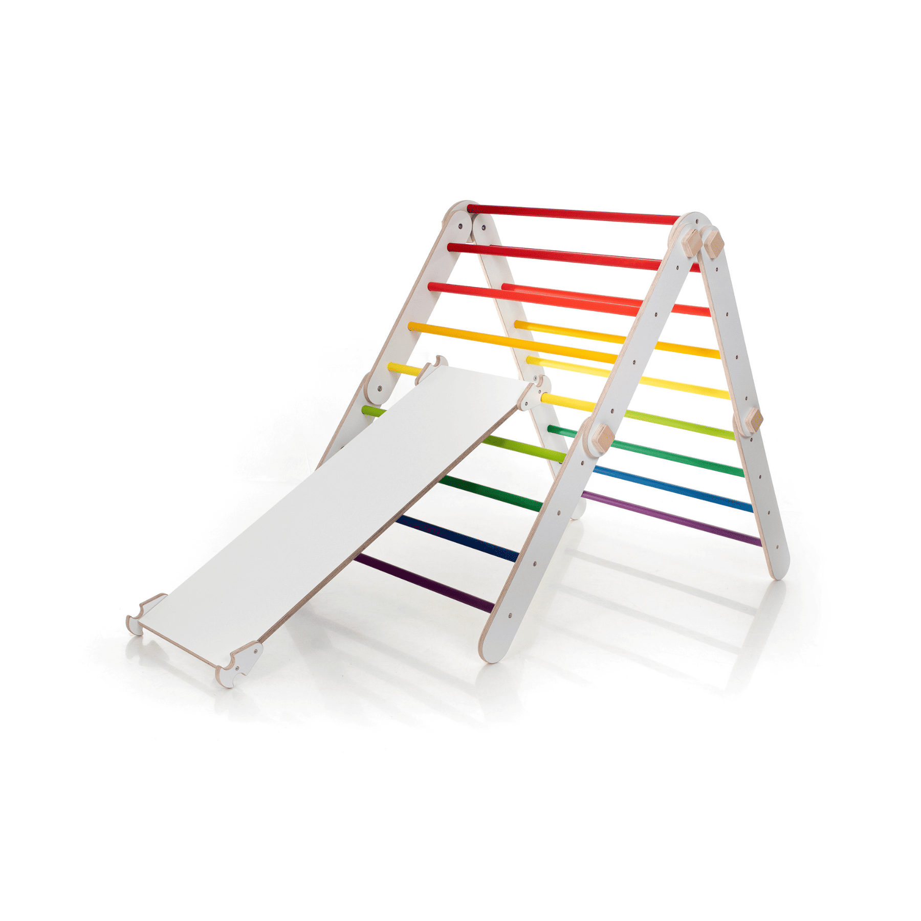 Pikler Dreieck Rutsche Wandelbar Bunt – 4-in-1 verstellbares Motorik-Kletterset - LeoBabys