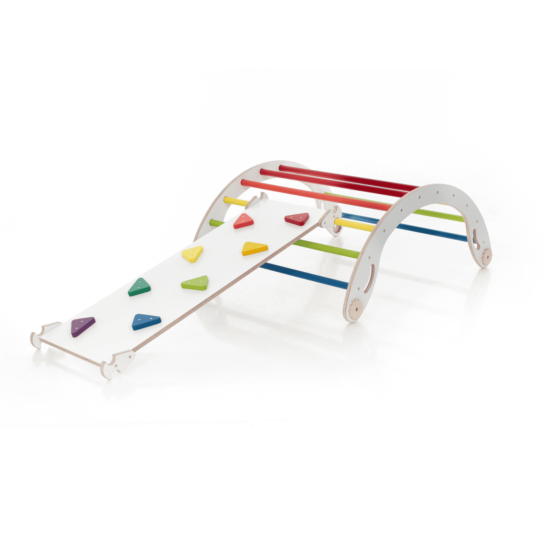 Pikler Dreieck Rutsche Wandelbar Bunt – 4-in-1 verstellbares Motorik-Kletterset - LeoBabys