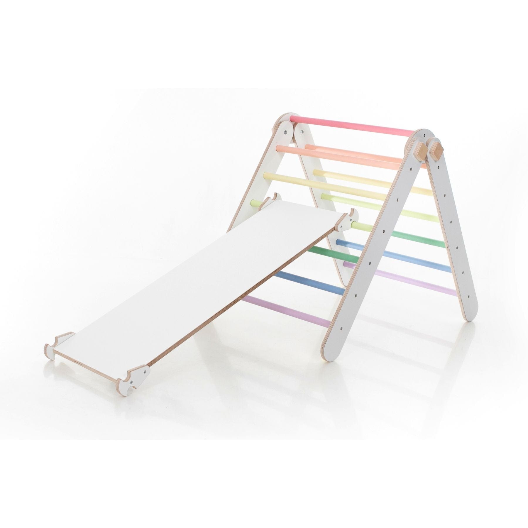 Pikler Dreieck Set Weiß & Pastell – 4-in-1 klappbar & modular erweiterbar - LeoBabys