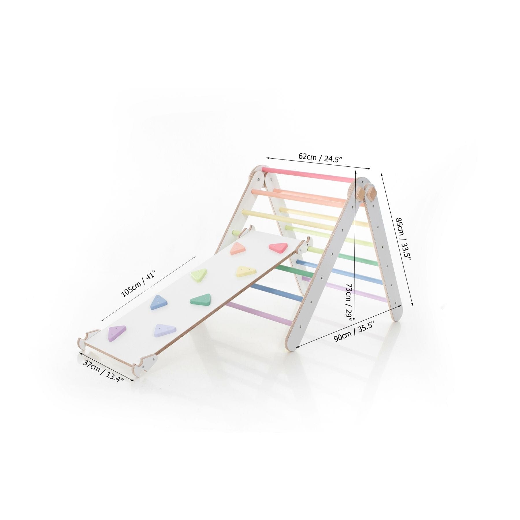 Pikler Dreieck Set Weiß & Pastell – 4-in-1 klappbar & modular erweiterbar - LeoBabys