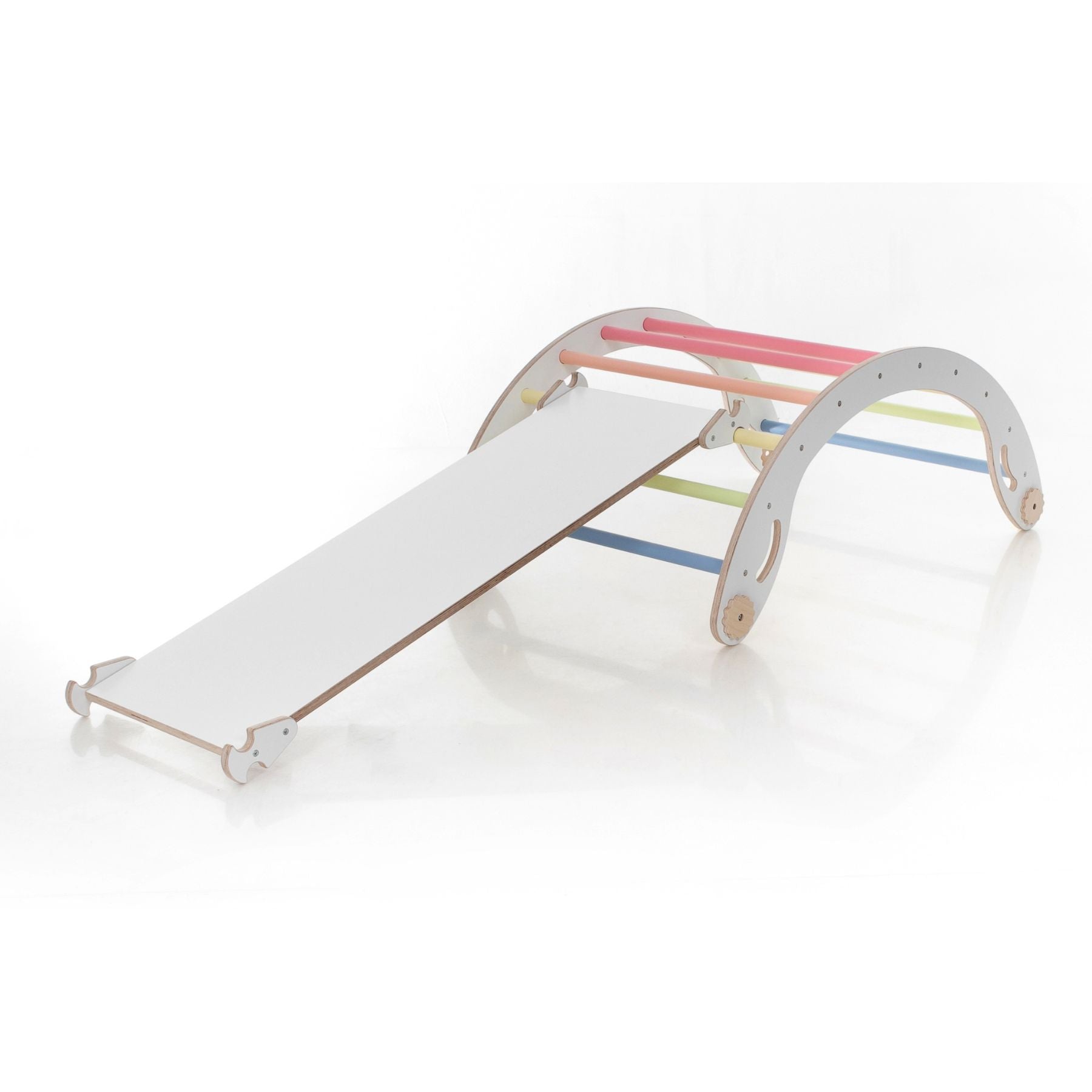 Pikler Dreieck Set Weiß & Pastell – 4-in-1 klappbar & modular erweiterbar - LeoBabys