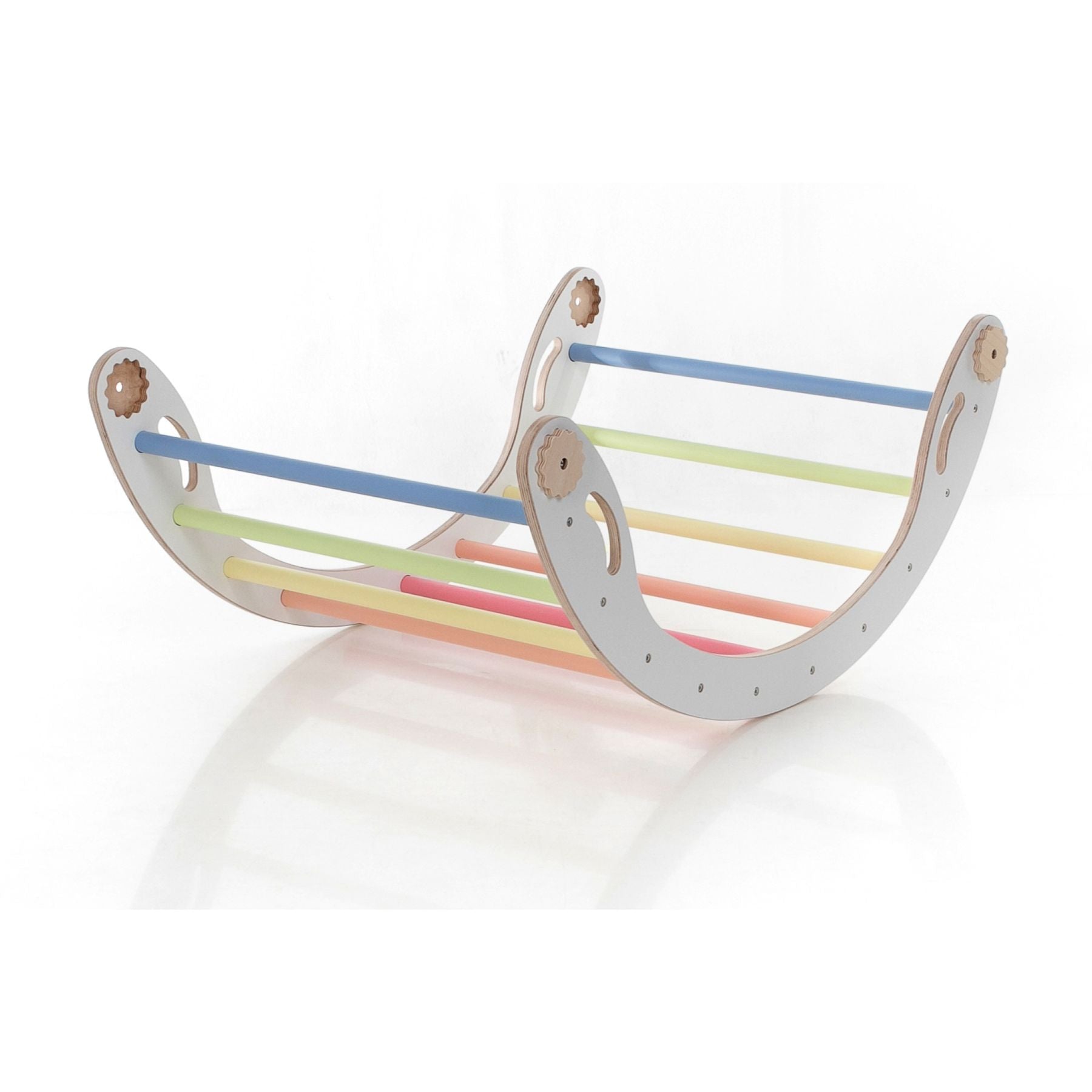 Pikler Dreieck Set Weiß & Pastell – 4-in-1 klappbar & modular erweiterbar - LeoBabys