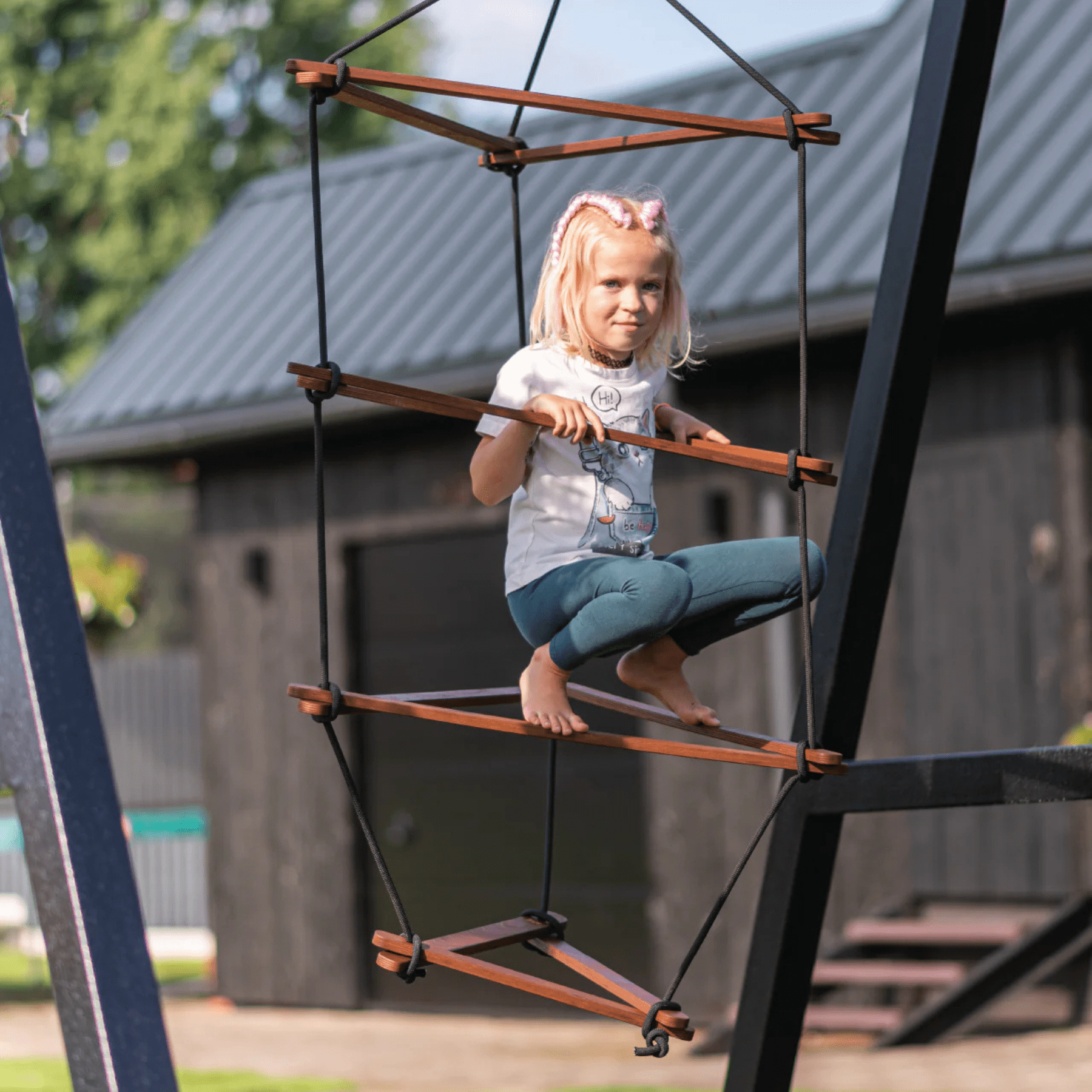 Dreieckige Kletterseil-Schaukel - Strickleiter Dreieckige Schaukel - LeoBabys
