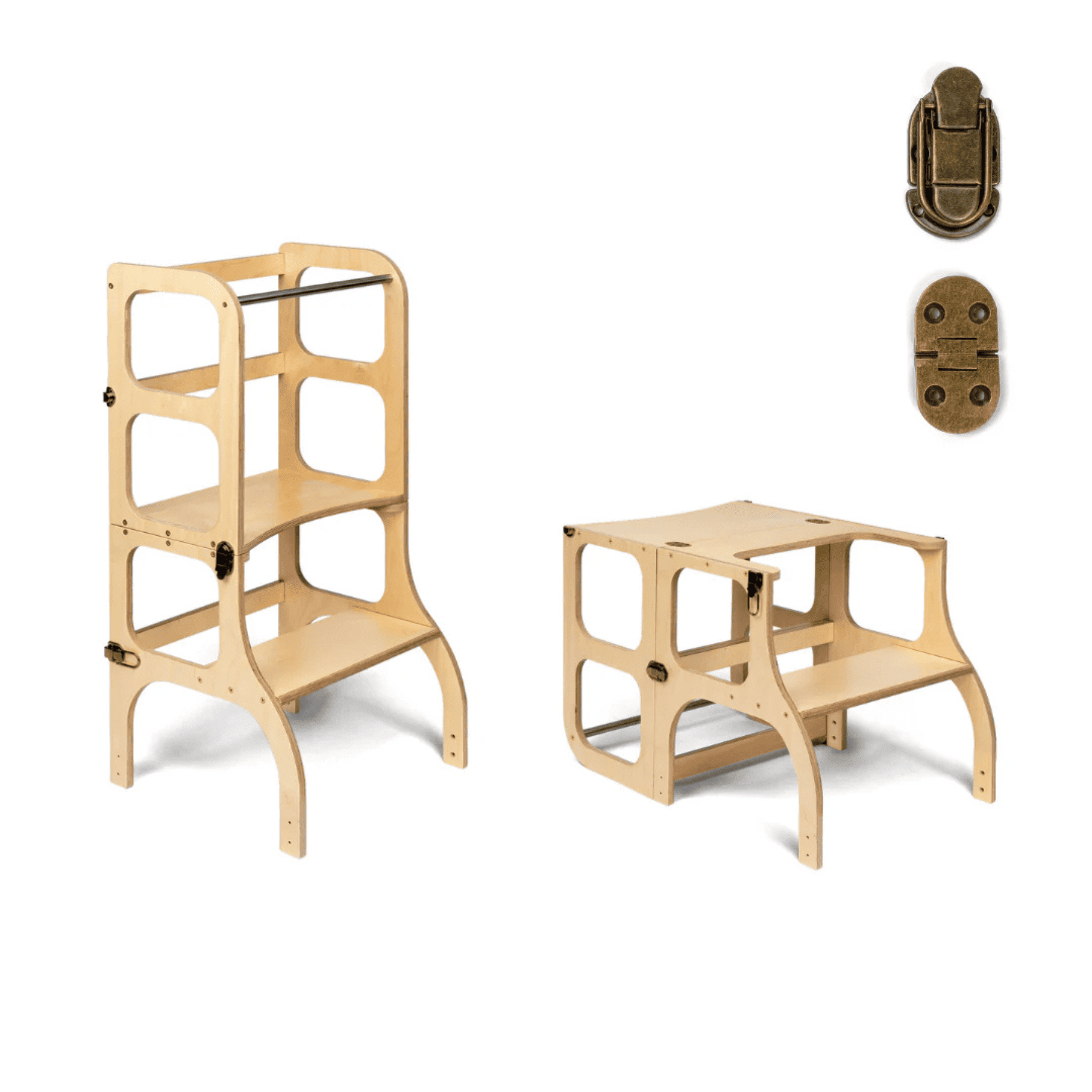 Convertible Montessori learning tower and table, 2 in 1 made of wood