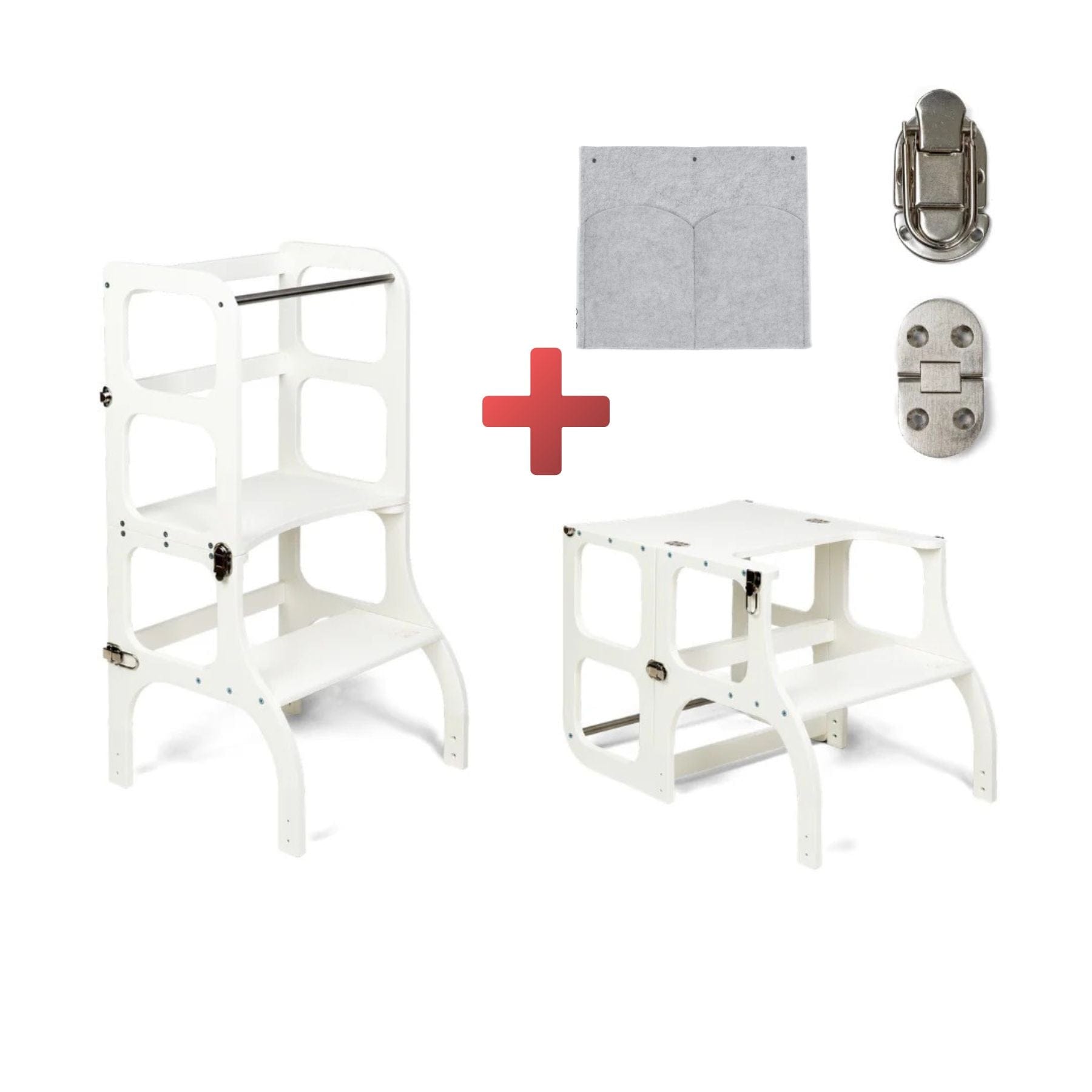 Convertible Montessori learning tower and table, 2 in 1 made of wood