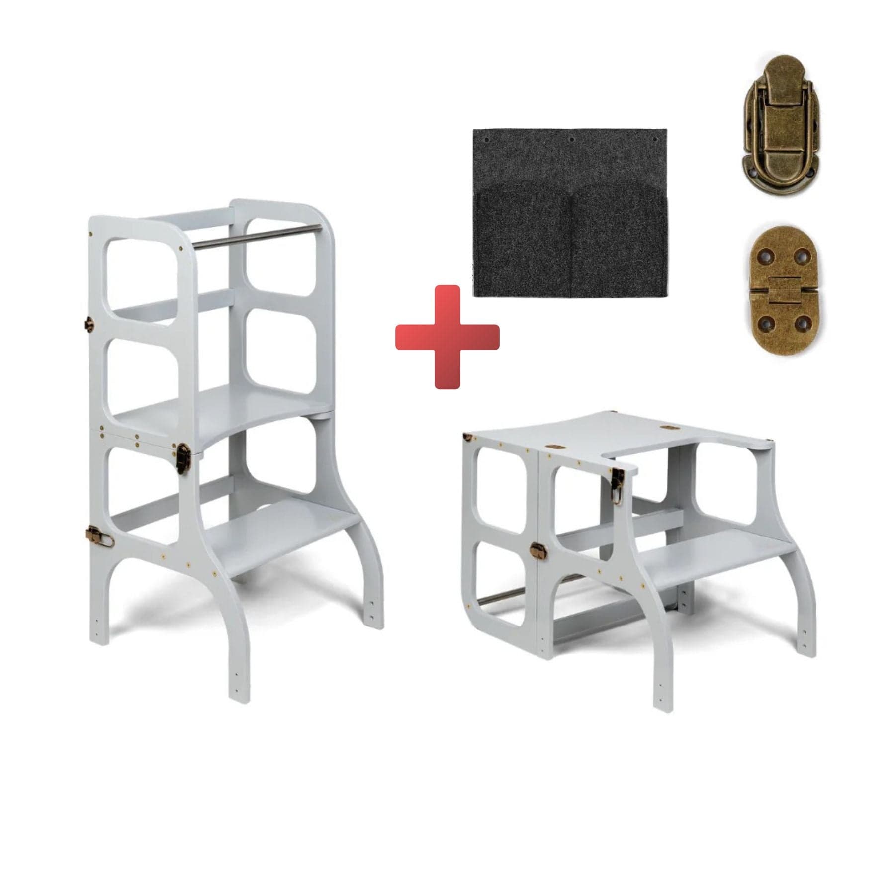 Convertible Montessori learning tower and table, 2 in 1 made of wood