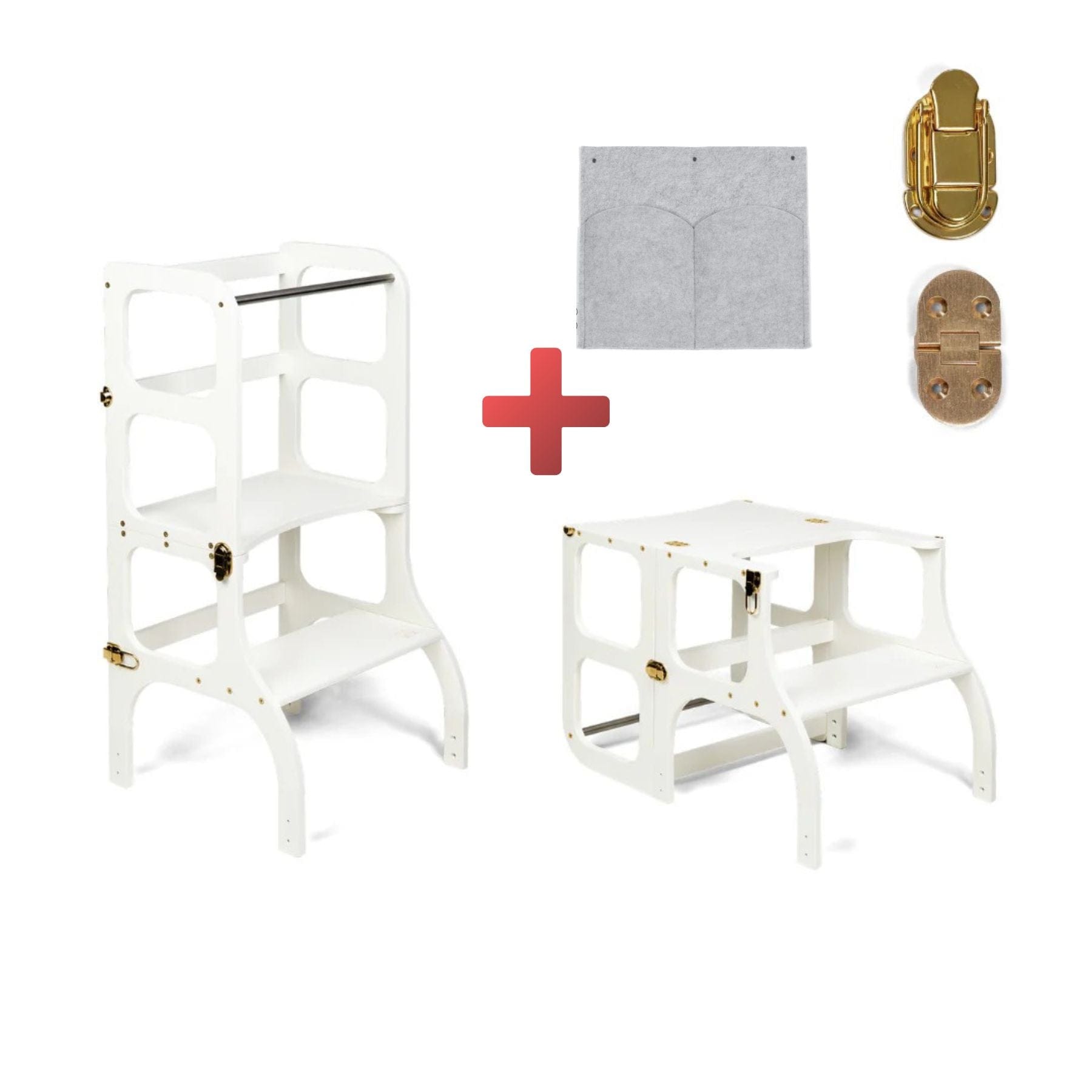 Convertible Montessori learning tower and table, 2 in 1 made of wood