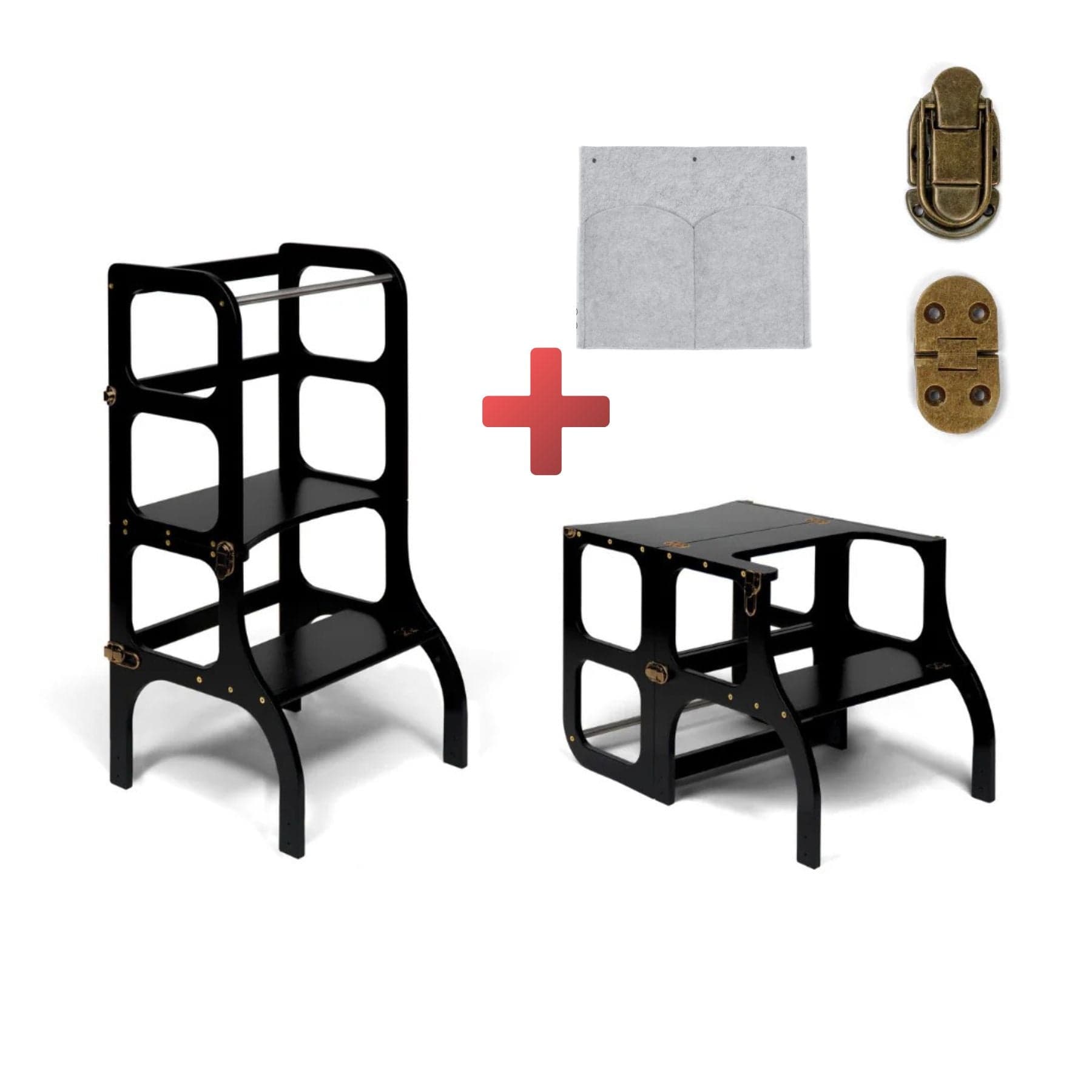 Convertible Montessori learning tower and table, 2 in 1 made of wood