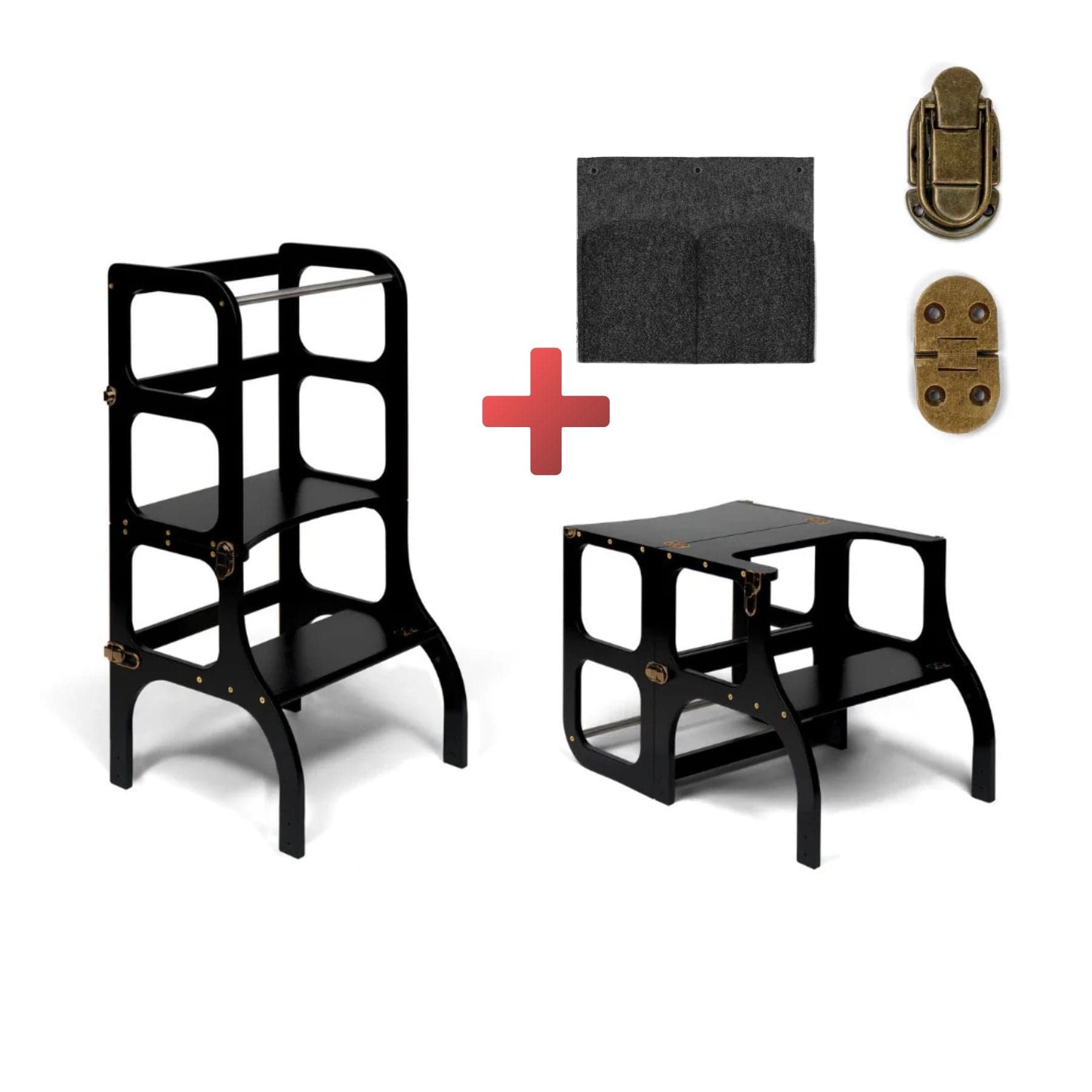 Convertible Montessori learning tower and table, 2 in 1 made of wood