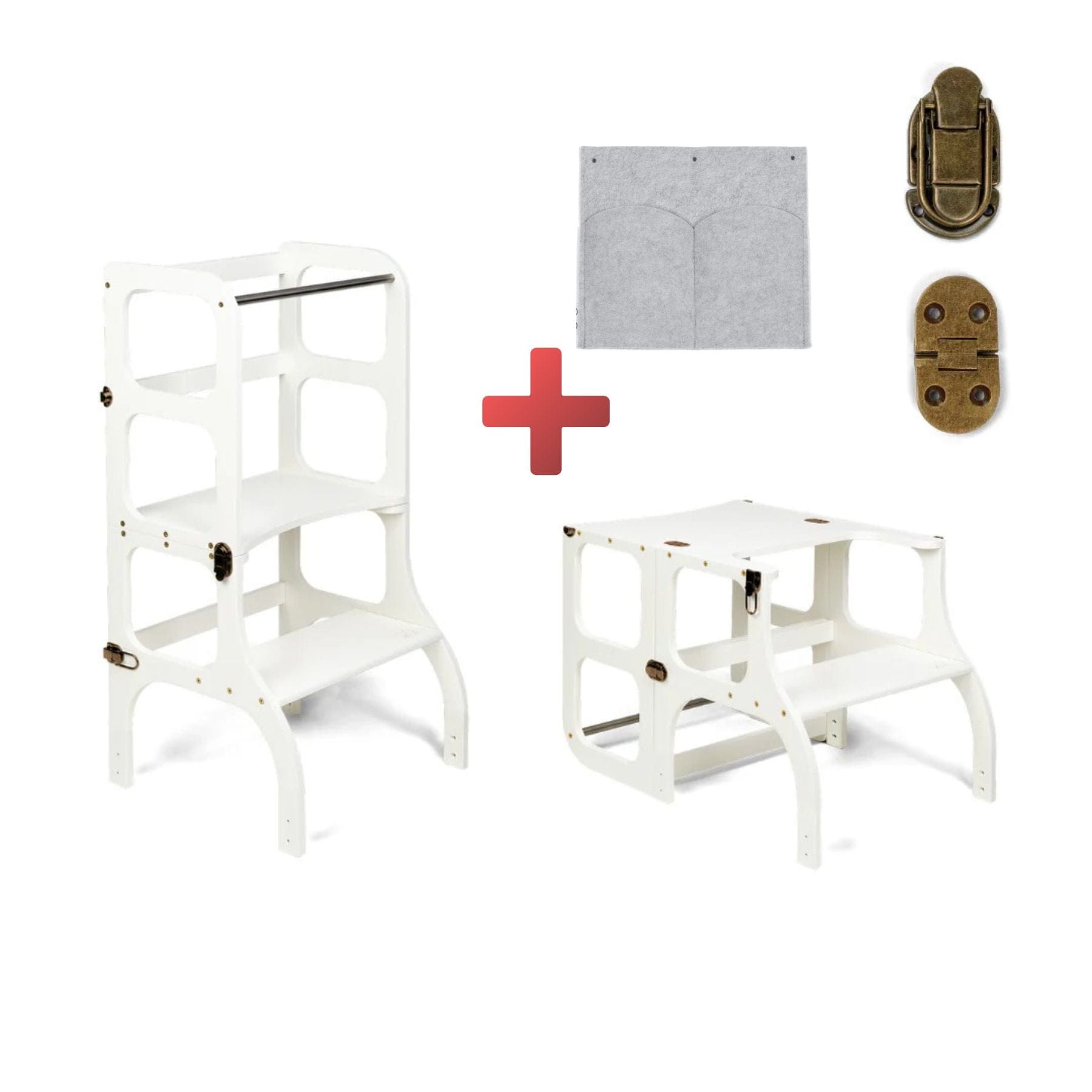 Convertible Montessori learning tower and table, 2 in 1 made of wood