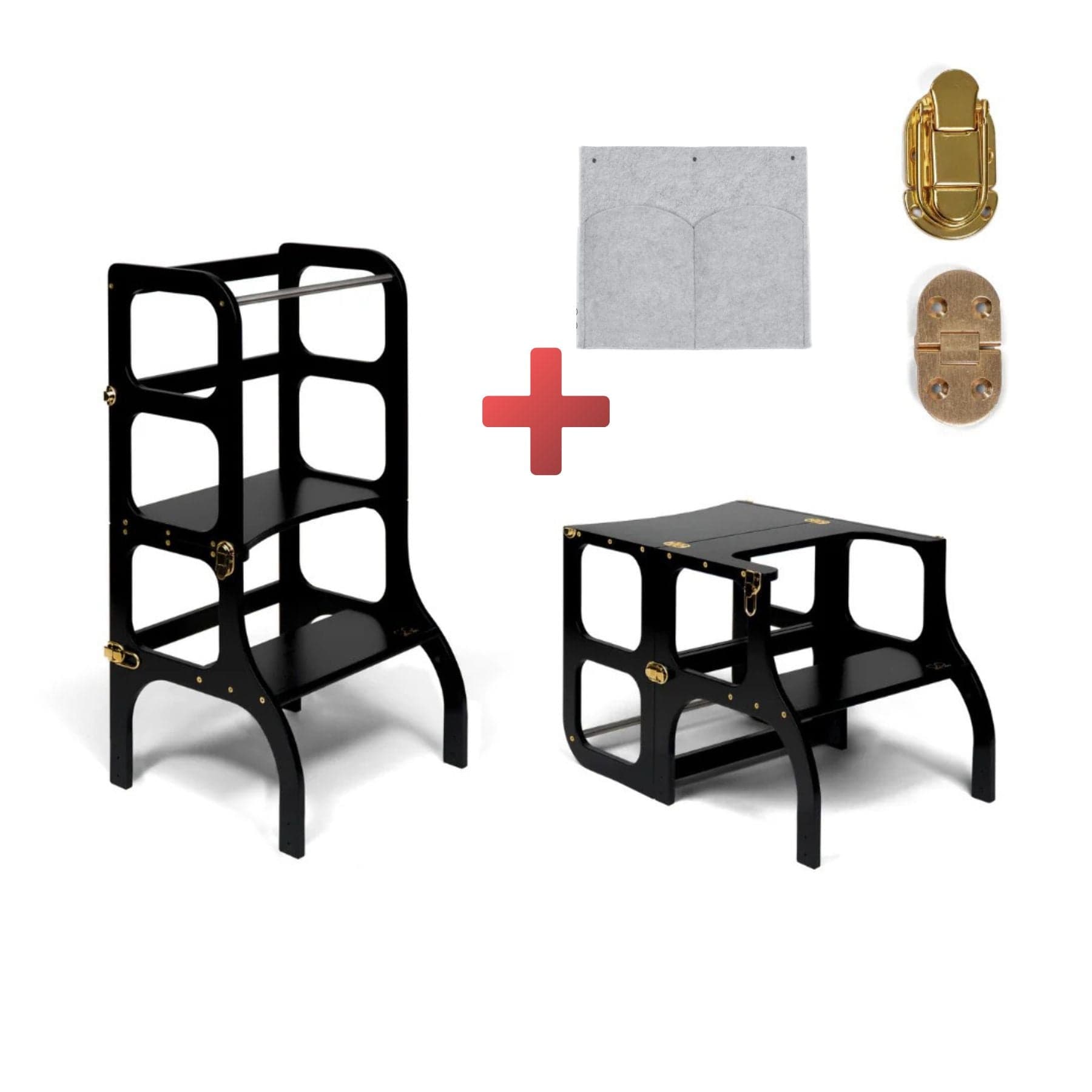 Convertible Montessori learning tower and table, 2 in 1 made of wood