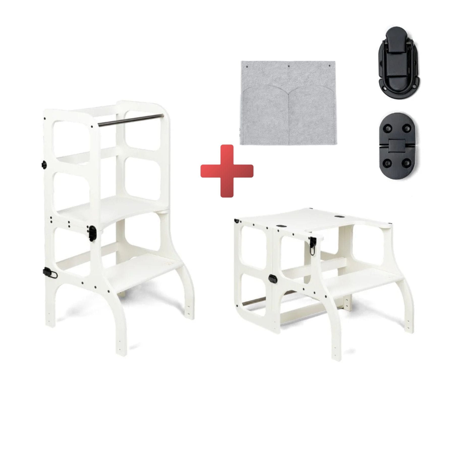 Convertible Montessori learning tower and table, 2 in 1 made of wood