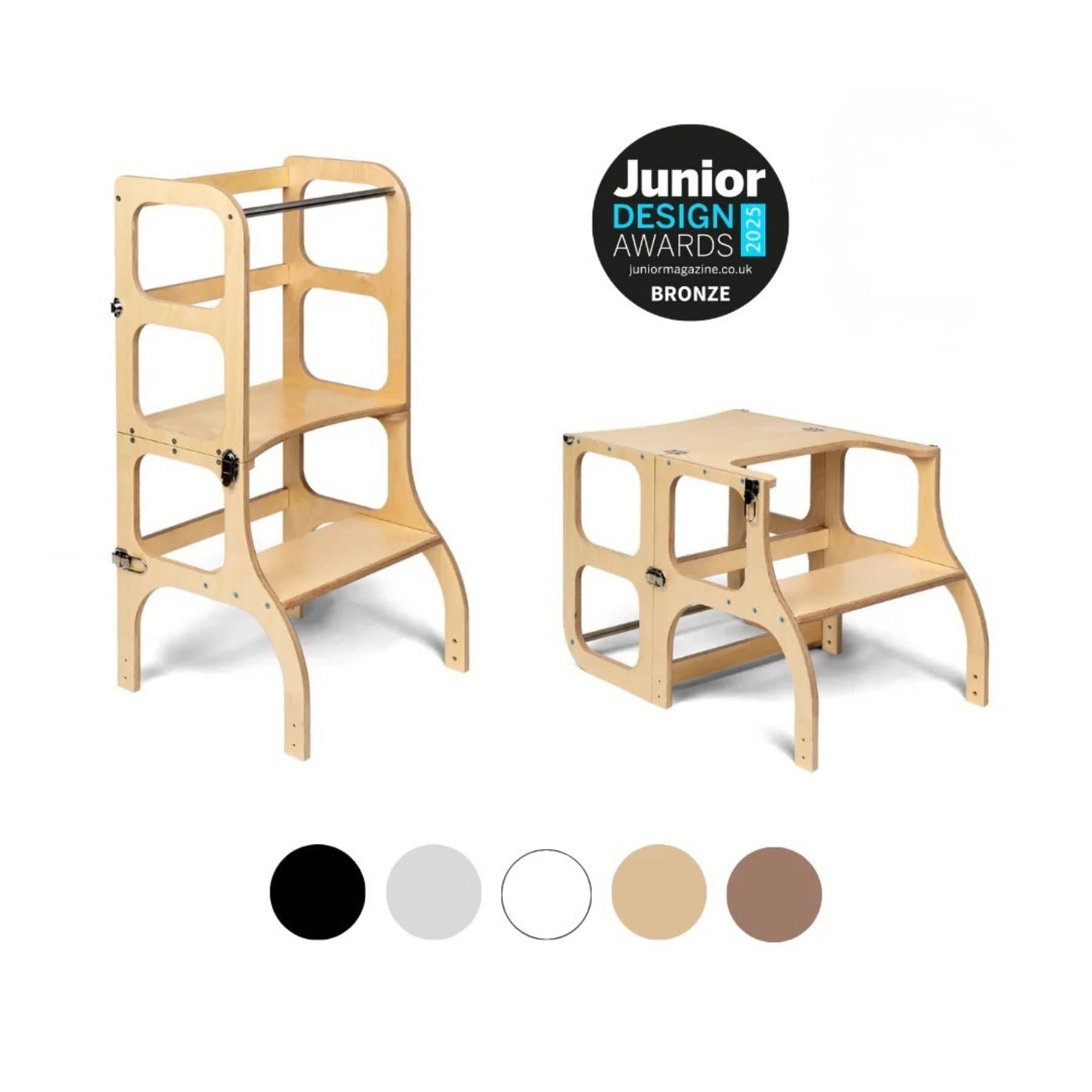 Convertible Montessori learning tower and table, 2 in 1 made of wood