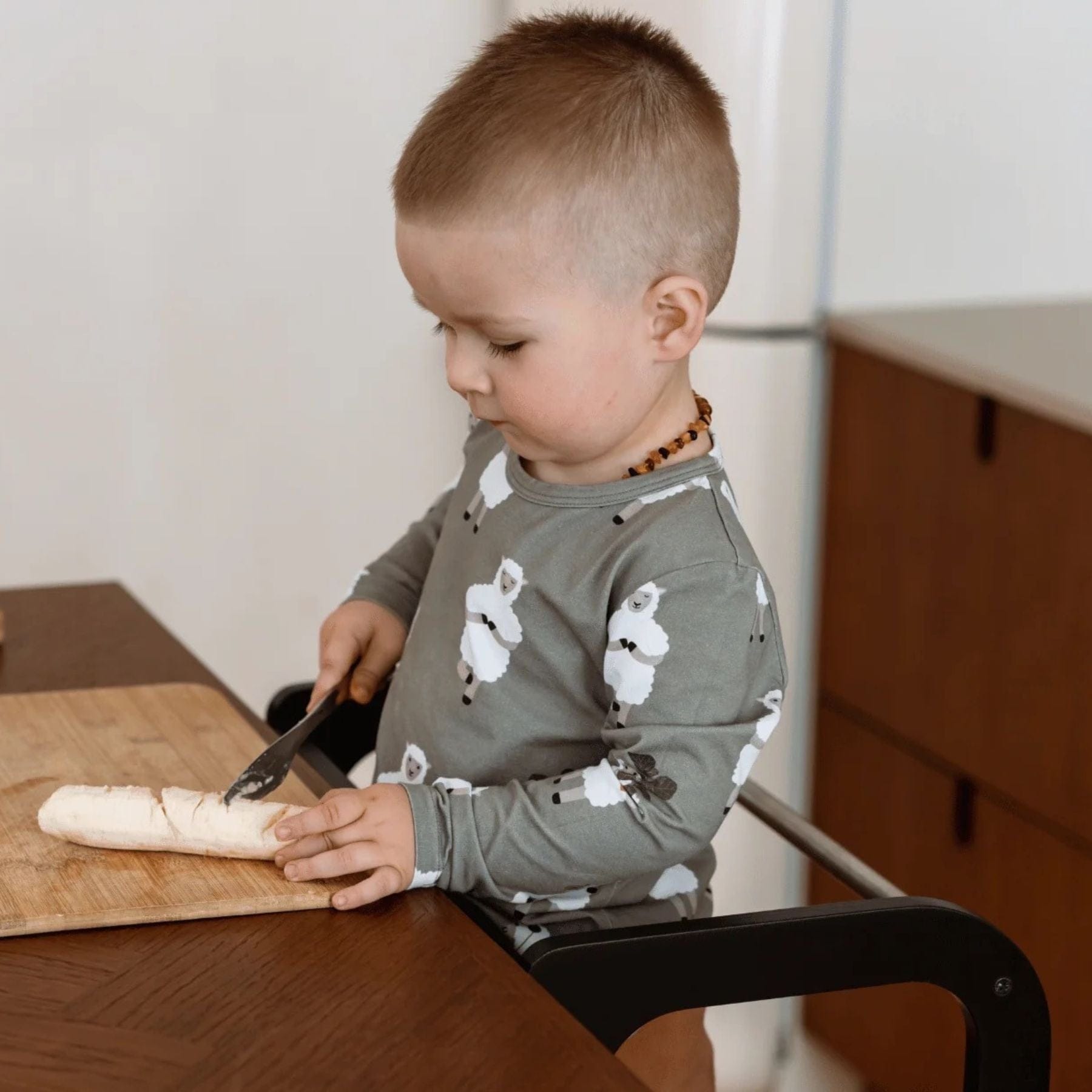 Convertible Montessori learning tower and table, 2 in 1 made of wood