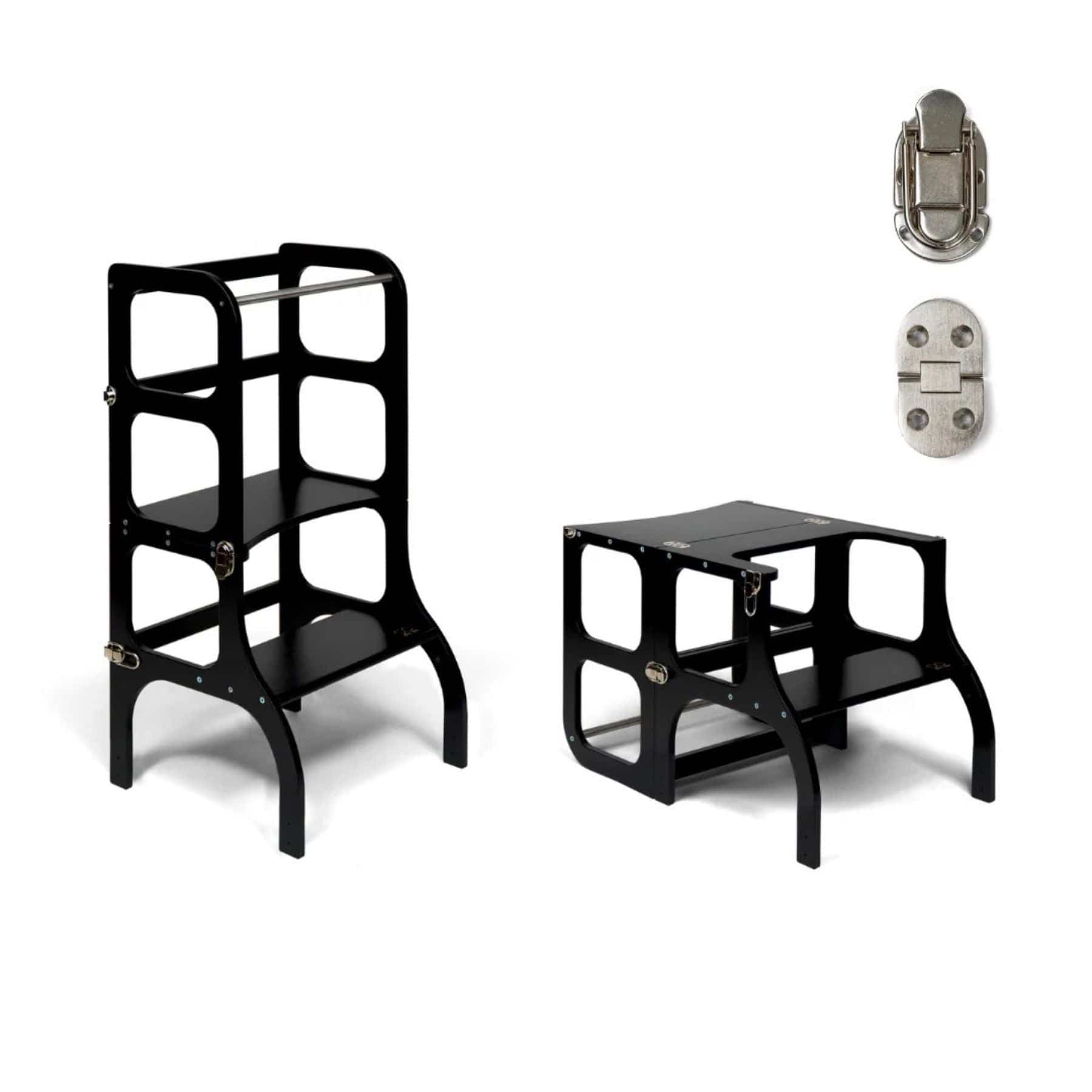 Convertible Montessori learning tower and table, 2 in 1 made of wood