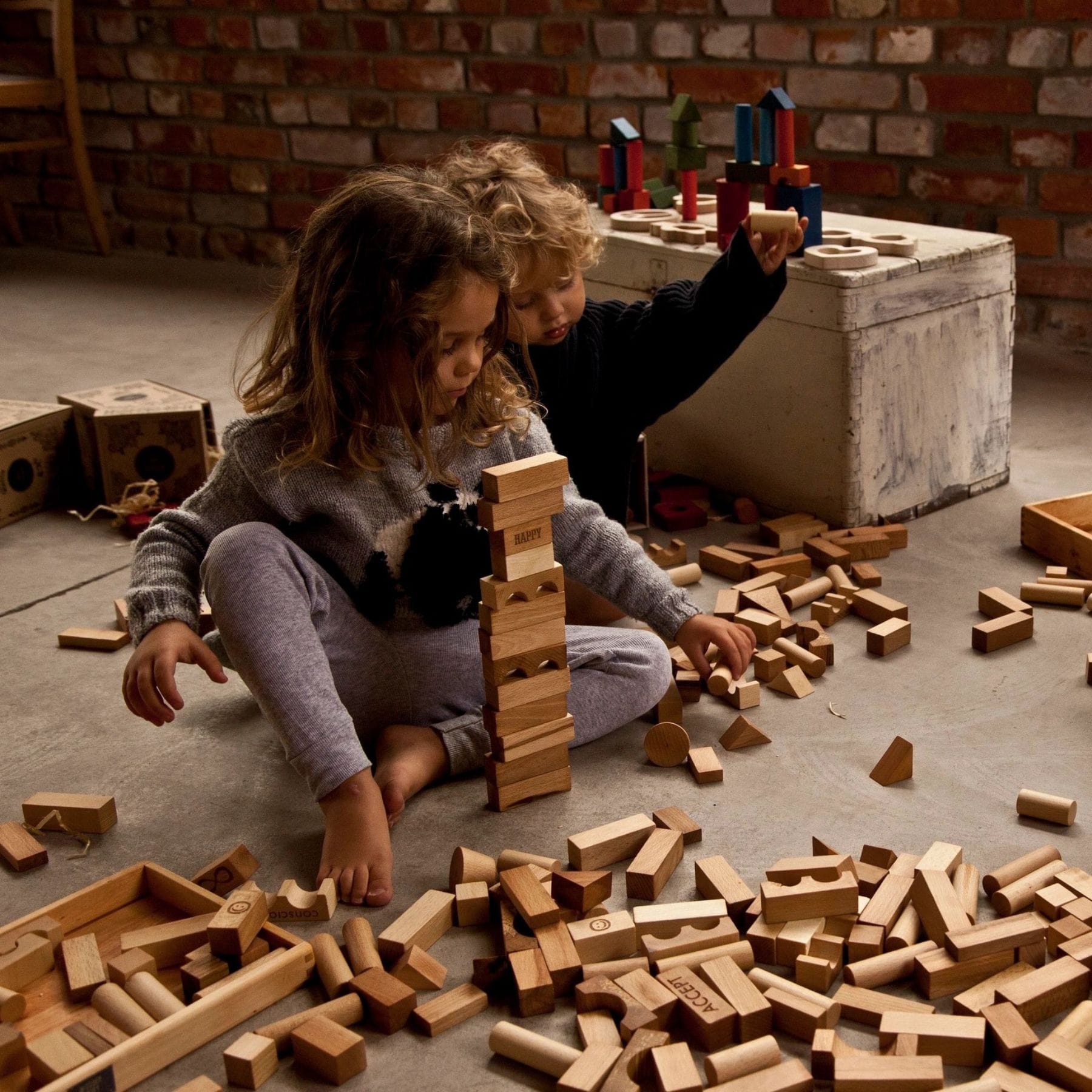 Wooden Story Holzbausteine im Tablett 54 Teile