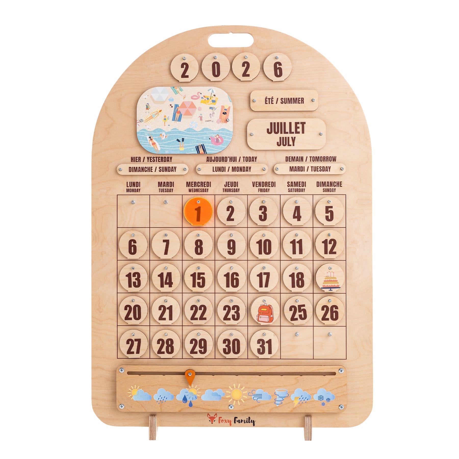 Zweisprachiger Holzkalender Montessori - LeoBabys