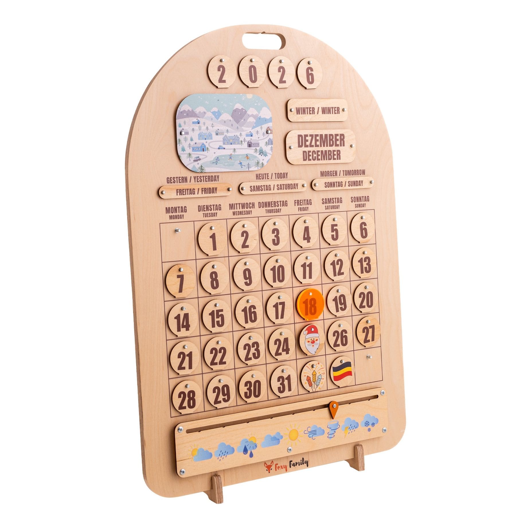 Zweisprachiger Holzkalender Montessori - LeoBabys