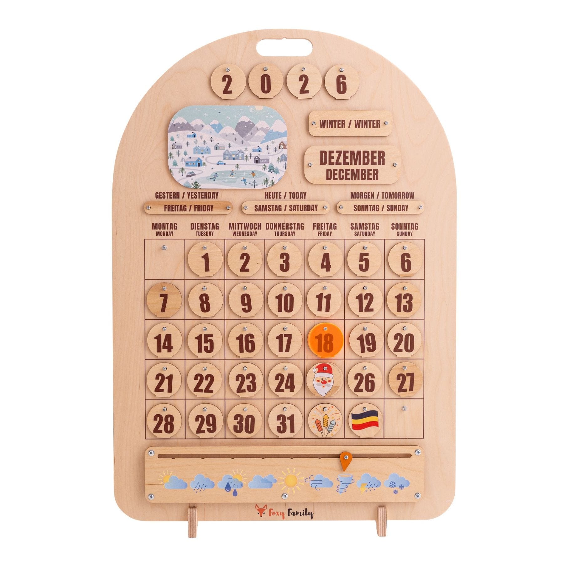 Zweisprachiger Holzkalender Montessori - LeoBabys