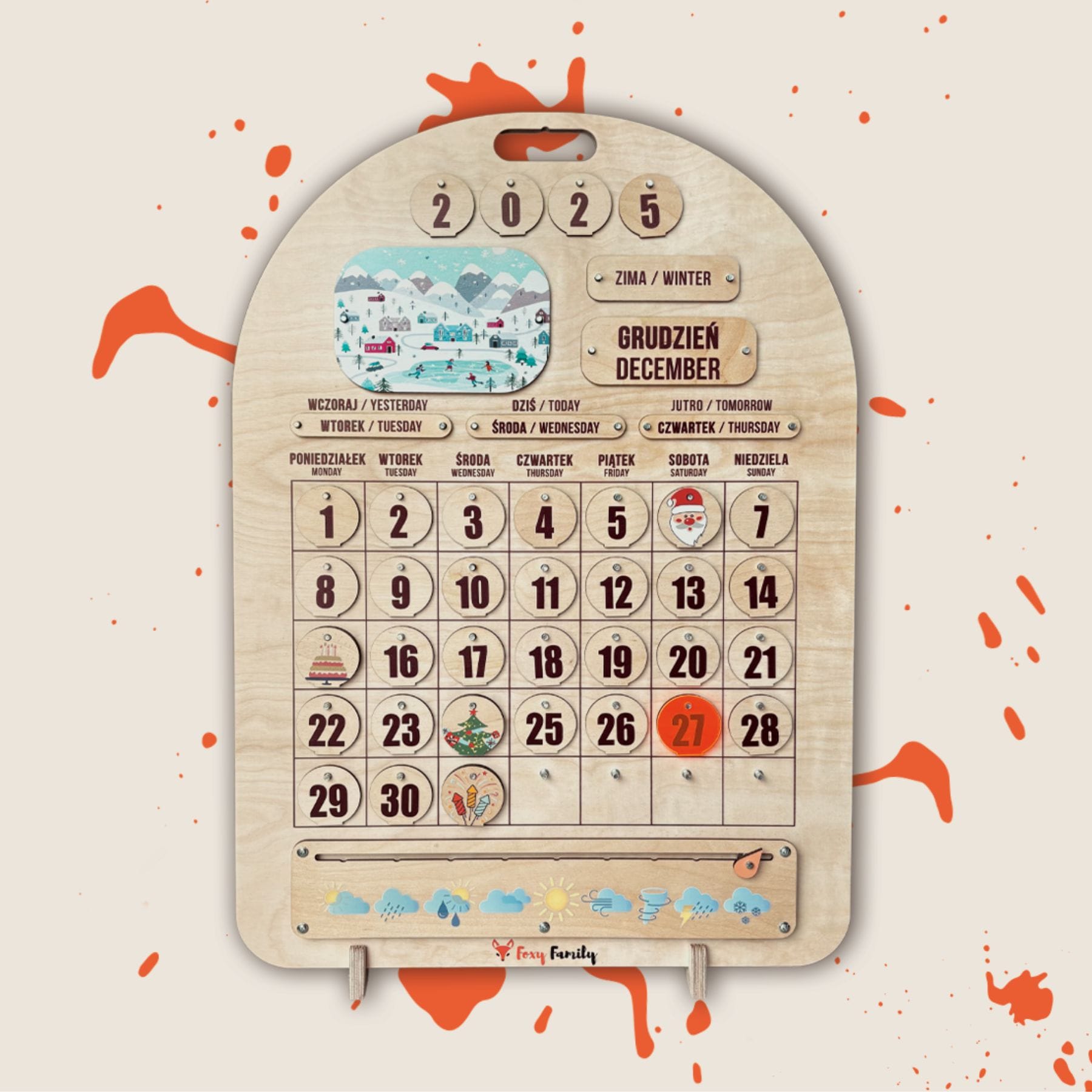 Zweisprachiger Holzkalender Montessori - LeoBabys