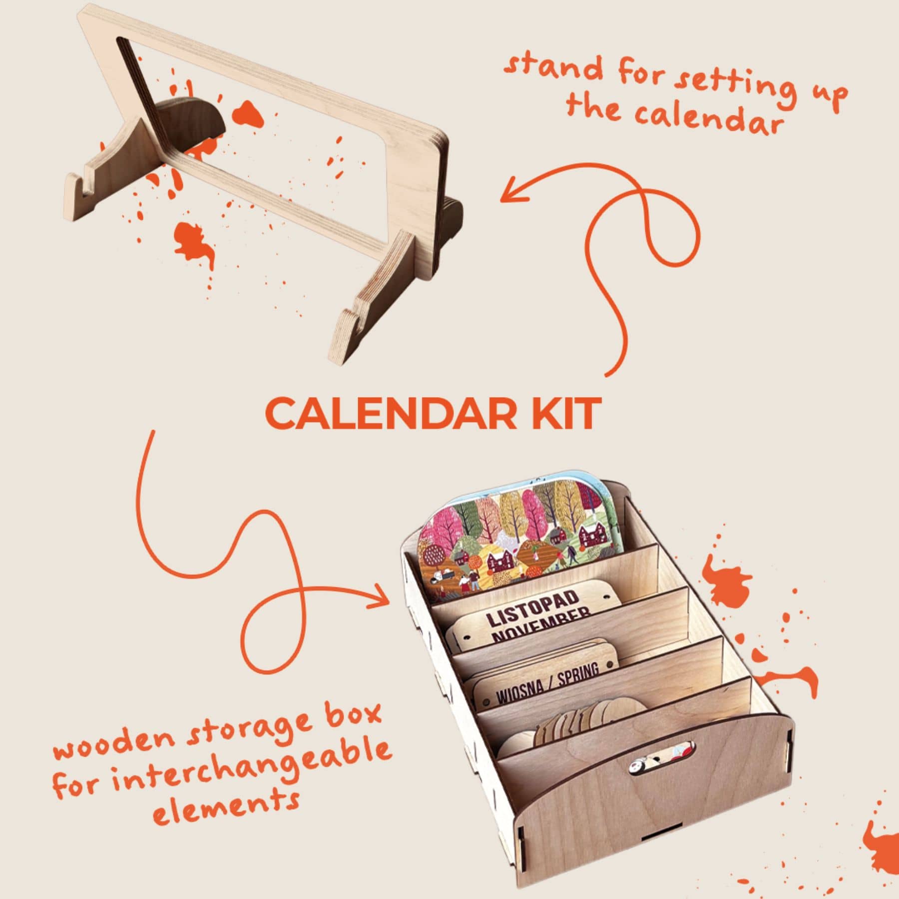 Zweisprachiger Holzkalender Montessori - LeoBabys