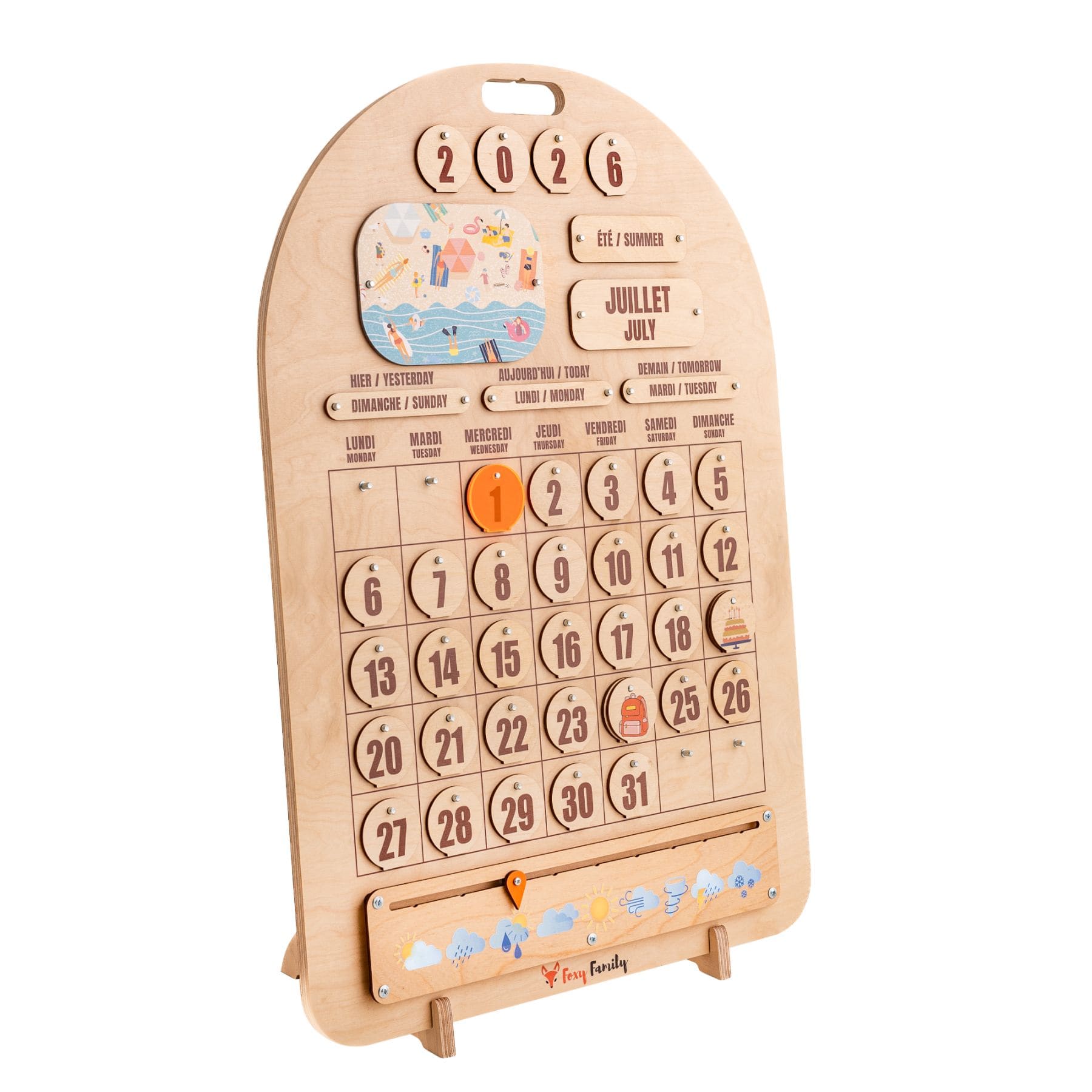 Zweisprachiger Holzkalender Montessori - LeoBabys