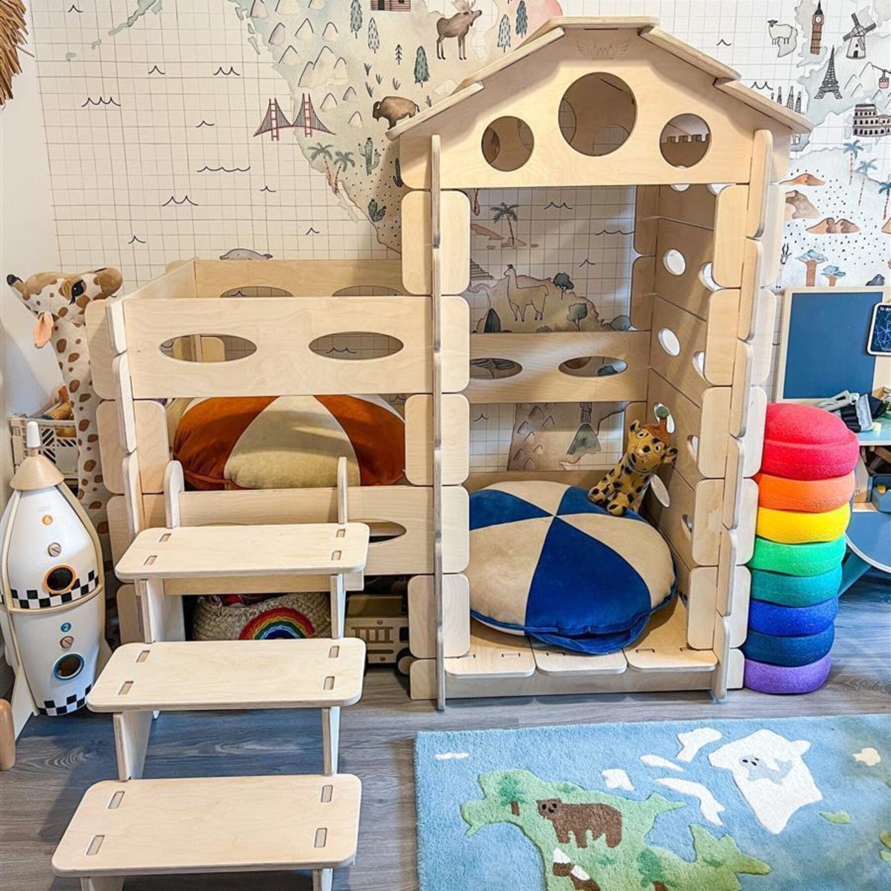 Spielhaus Montessori Kletterturm Steckhaus - LeoBabys