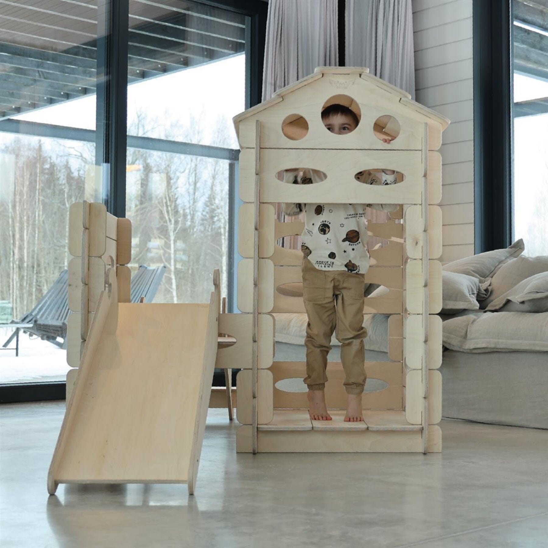 Spielhaus Montessori Kletterturm Steckhaus - LeoBabys
