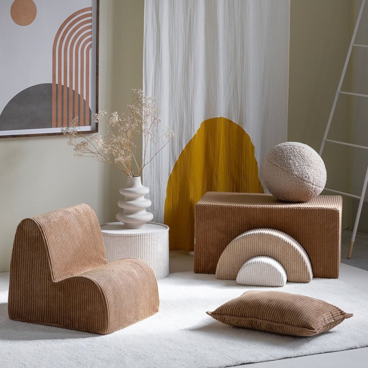 Polstermöbel wigiwama Cloud Chair aus Cord, Kindersessel aus Schaumstoff