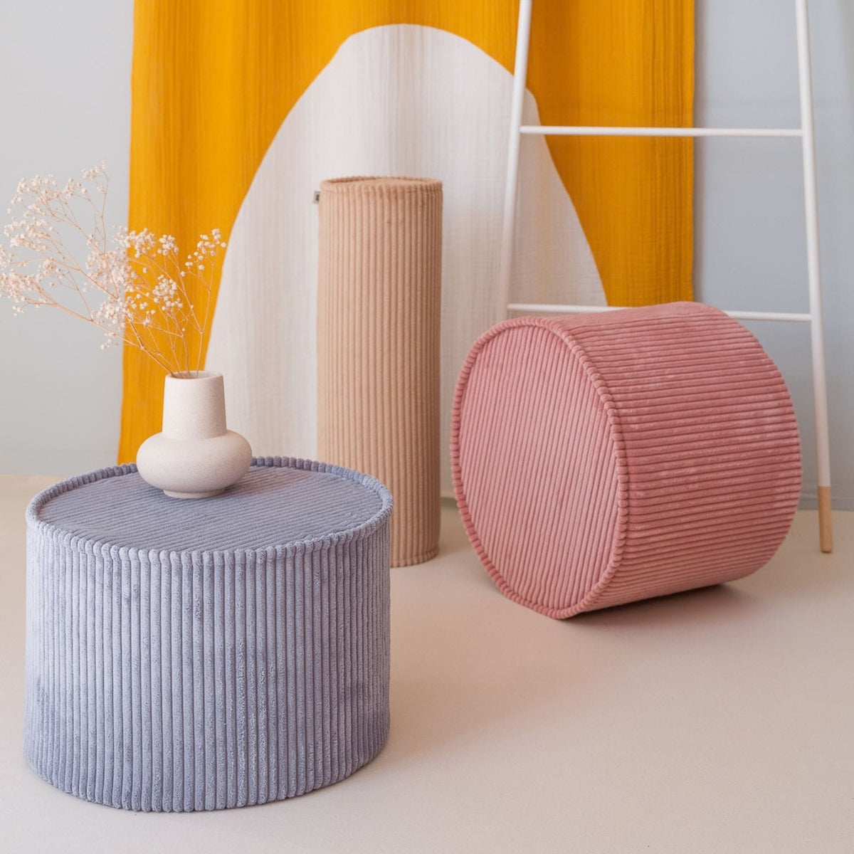 Polstermöbel wigiwama Pouffe aus Cord, runder Sitzhocker für Kinder