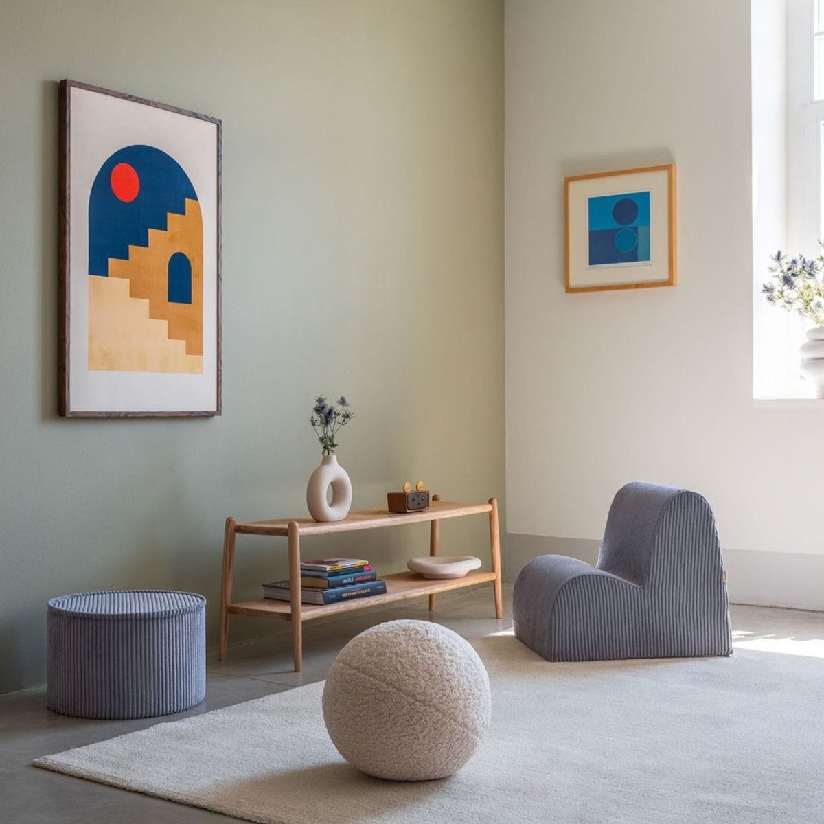 Polstermöbel wigiwama Pouffe aus Cord, runder Sitzhocker für Kinder