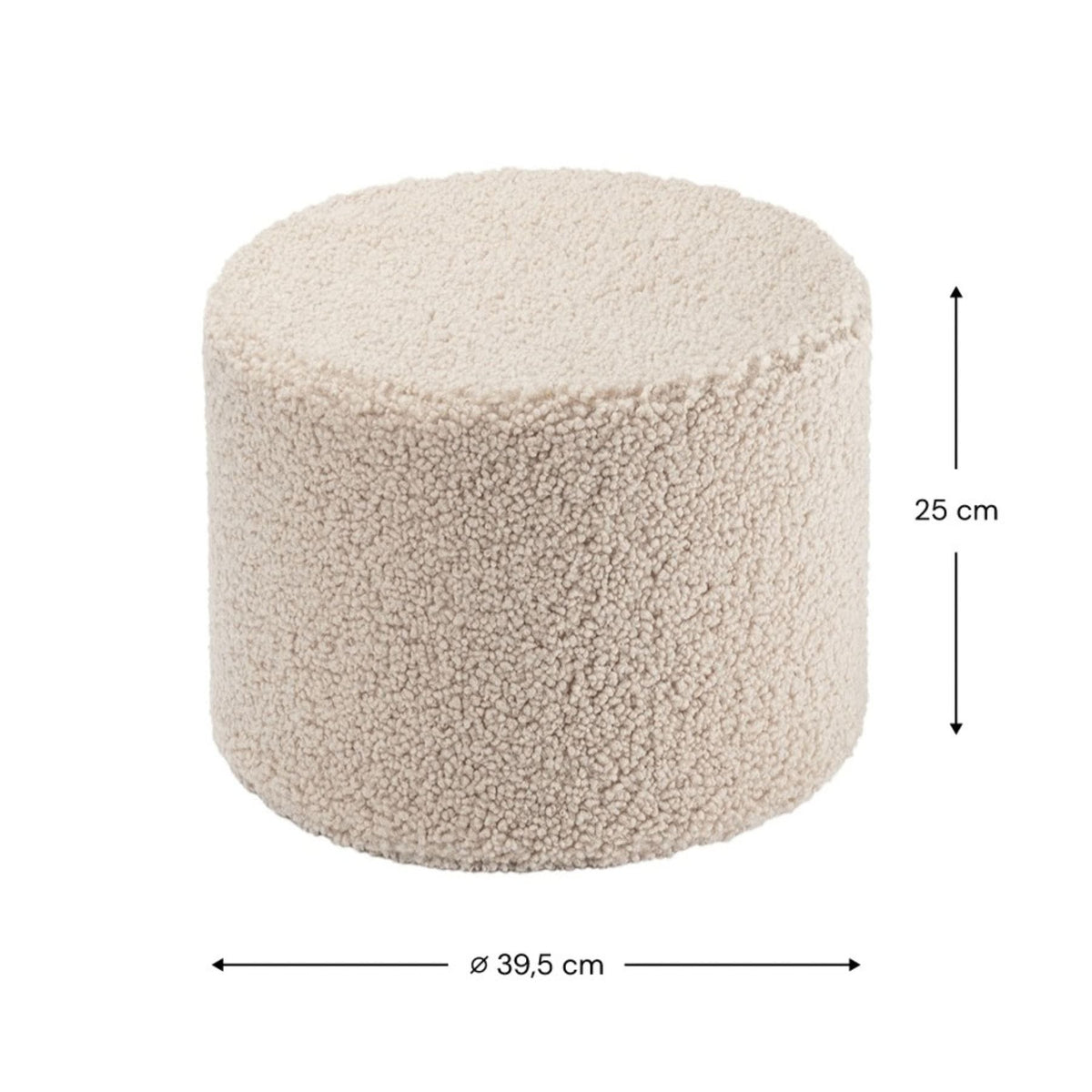 Polstermöbel wigiwama Pouffe aus Teddystoff, runder Sitzhocker für Kinder