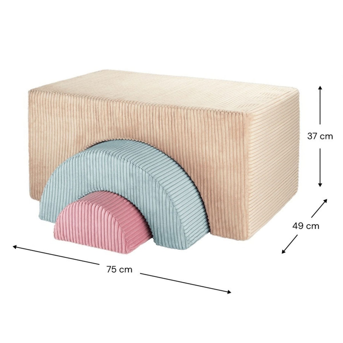 Polstermöbel wigiwama Rainbow Playset aus Cord, Spielset aus Schaumstoff für Kinder