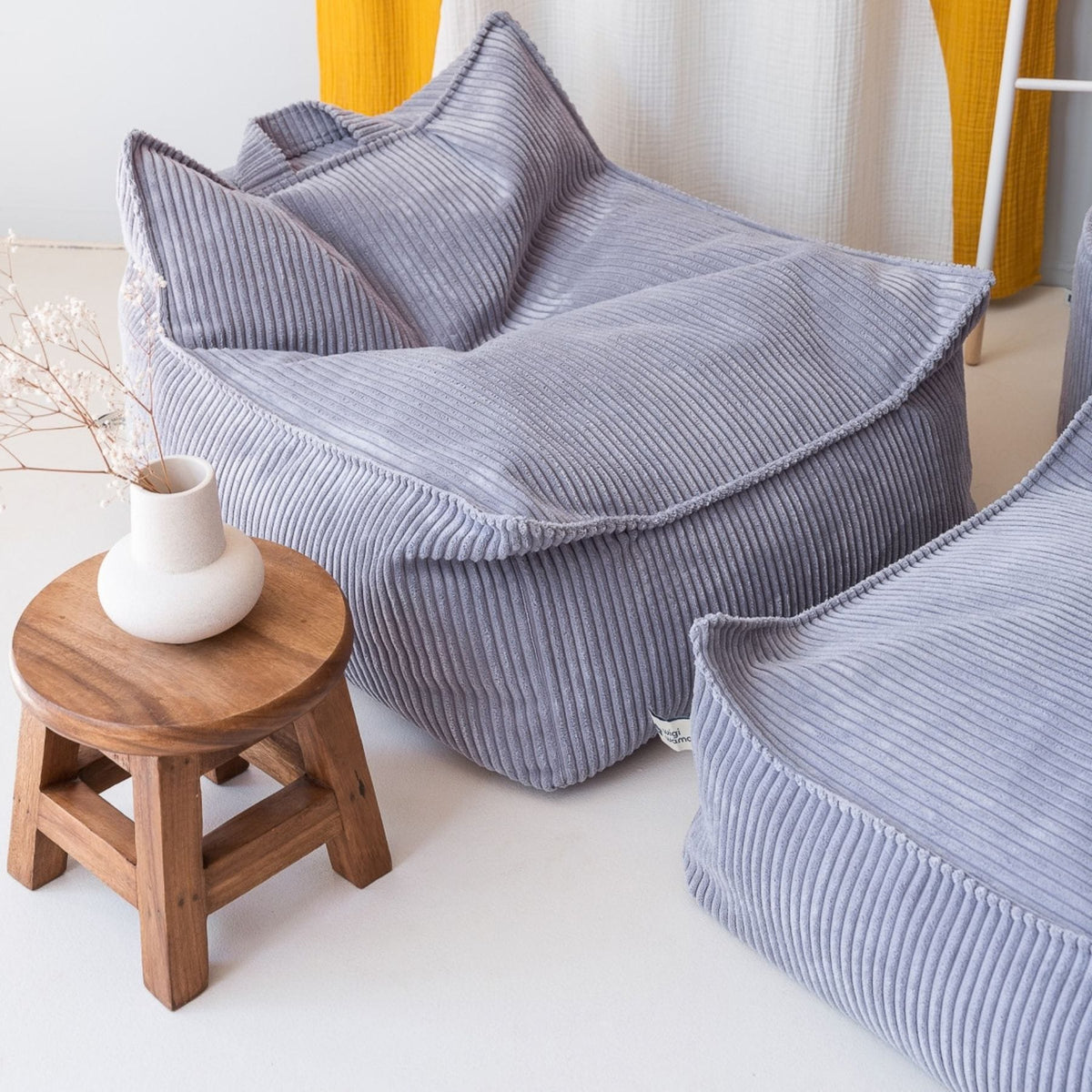 Sitzsäcke wigiwama Square Ottoman aus Cord, Sitzhocker für Kinder