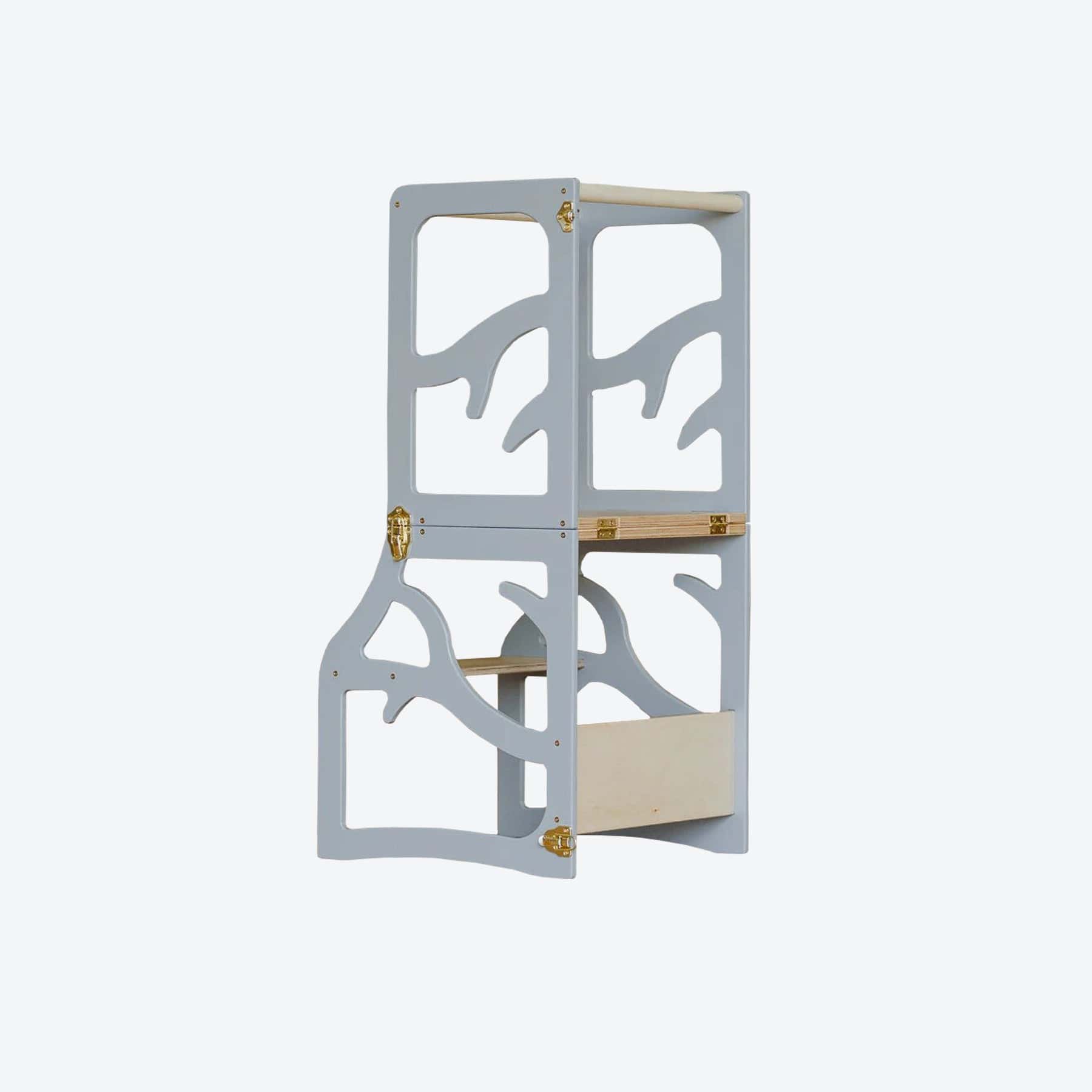 Lernturm Learning Tower mit Rutsche Grau - LeoBabys