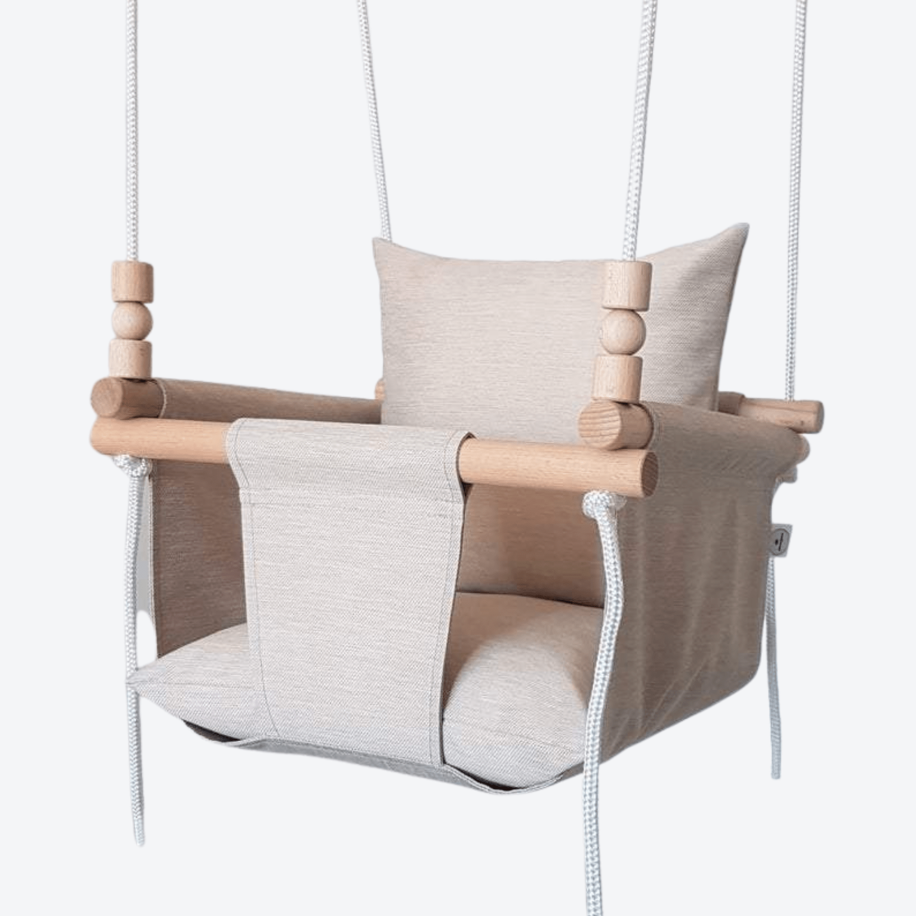 Babyschaukel Normal Holz Stoff Beige - LeoBabys