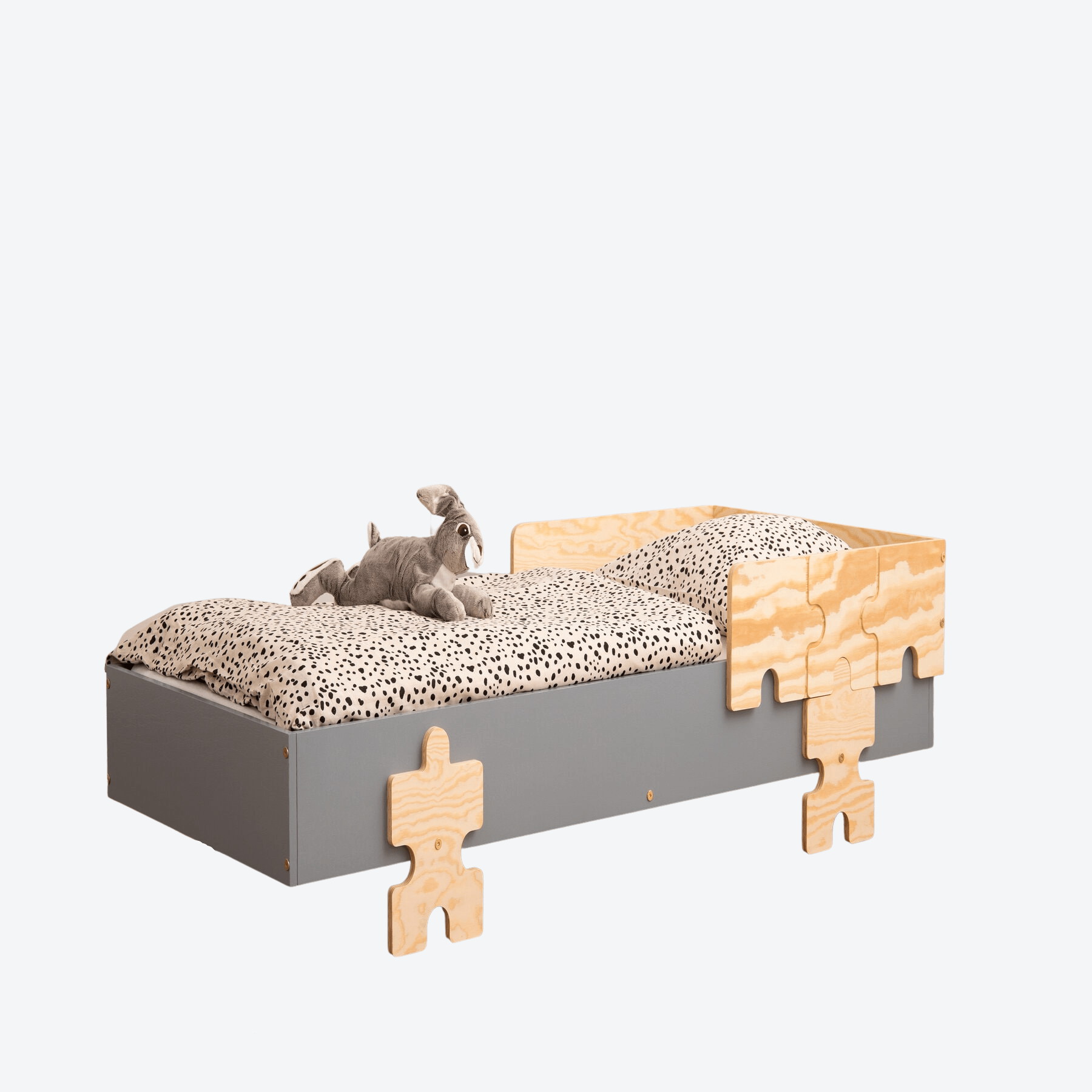 Kinderbett Montessoribett mit Geländer Grau - LeoBabys