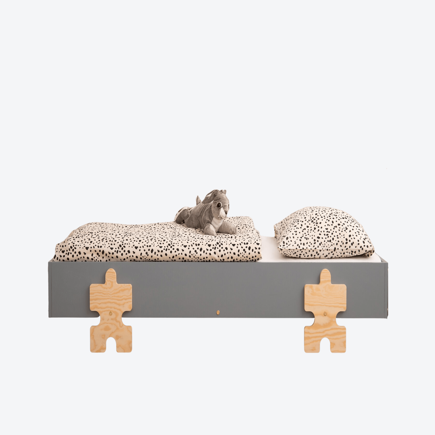 Kinderbett Montessoribett mit Geländer Grau - LeoBabys
