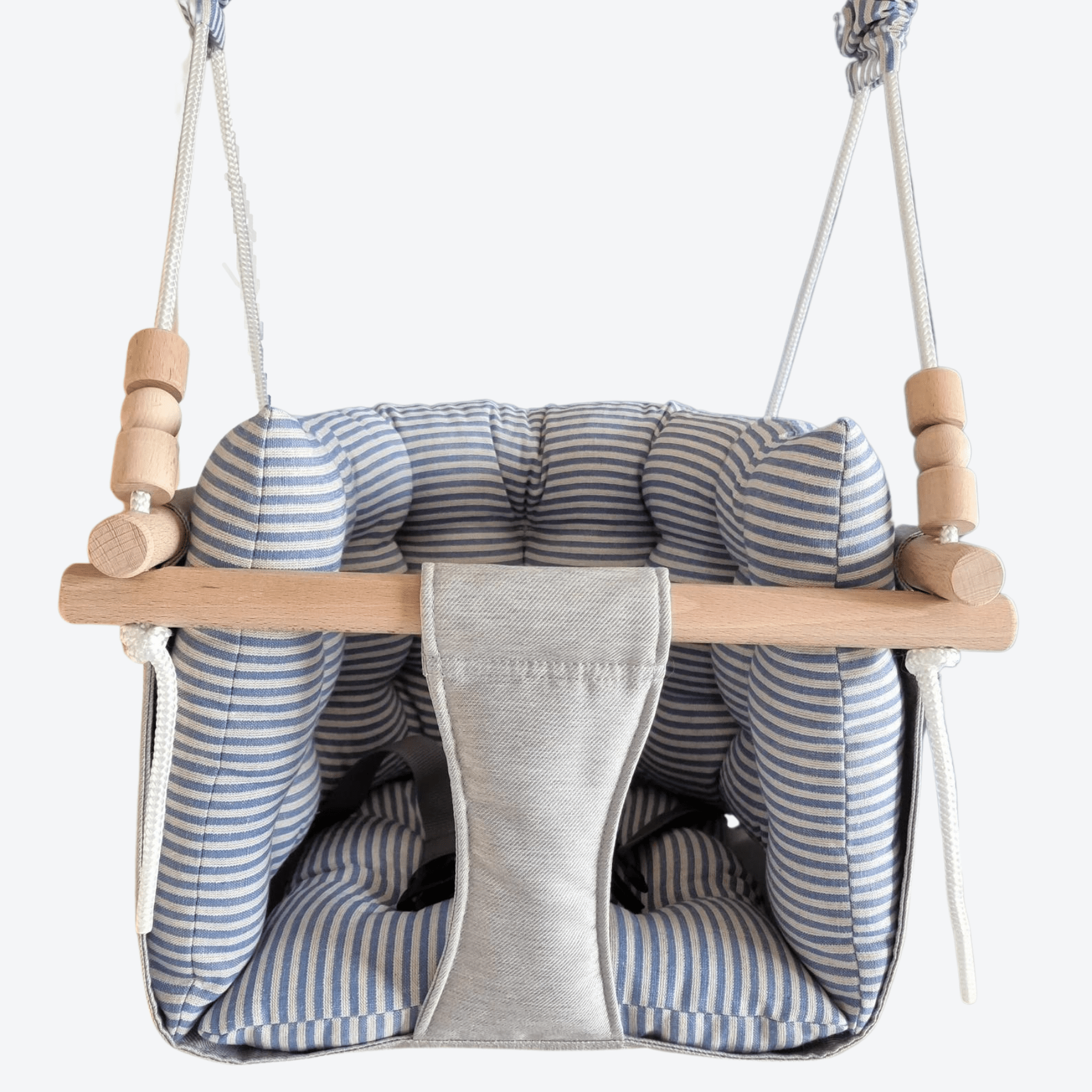 Babyschaukel Luxus Stoff Blau Gestreift - LeoBabys