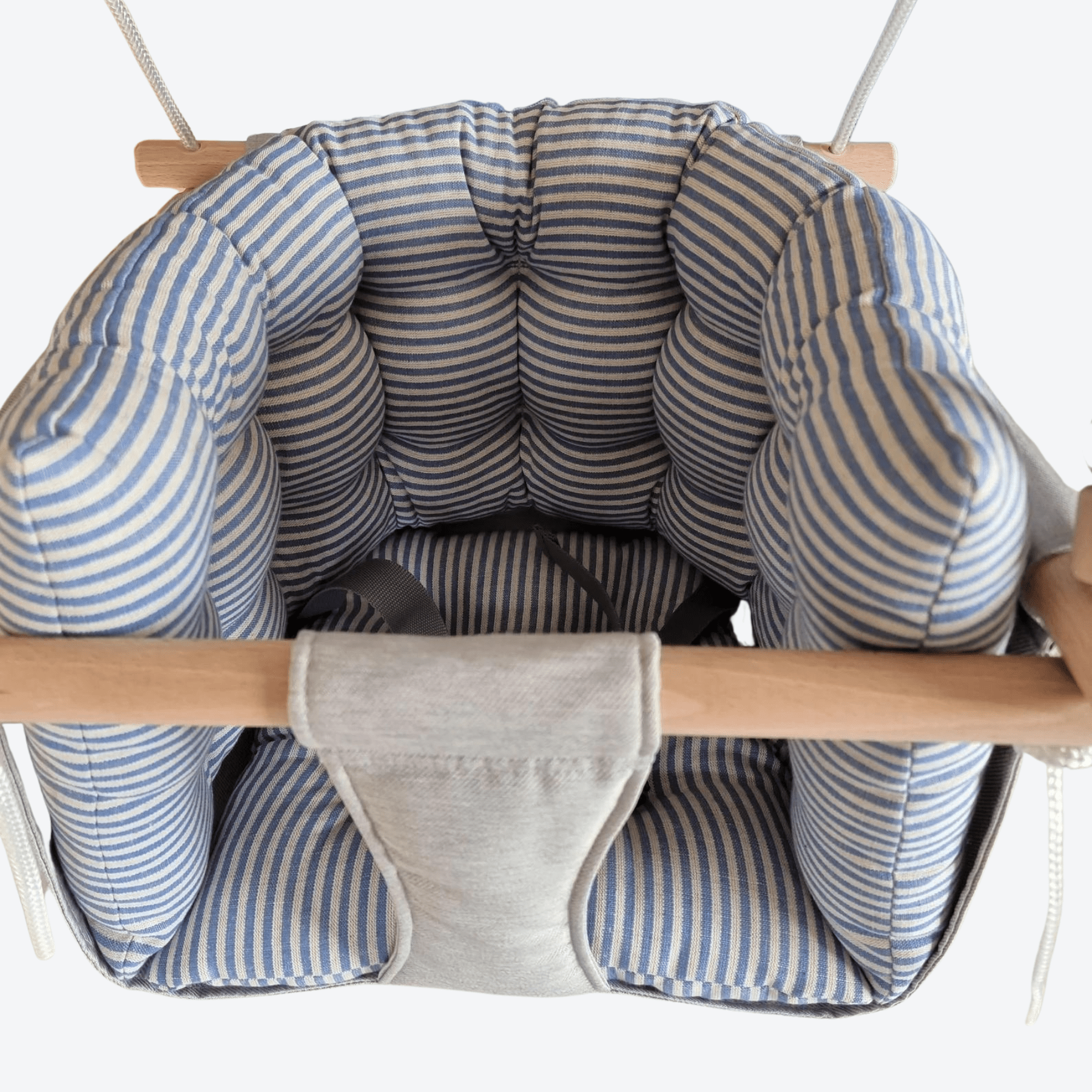 Babyschaukel Luxus Stoff Blau Gestreift - LeoBabys