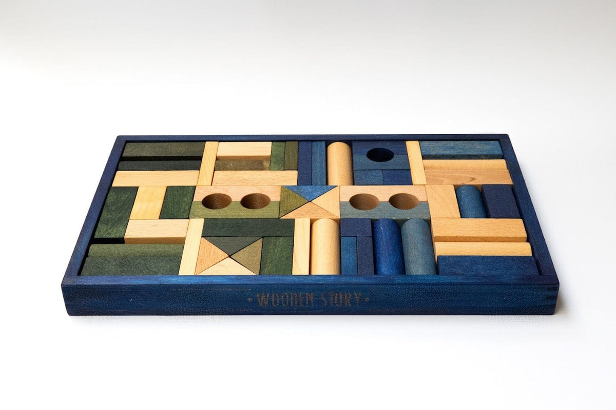 Holzspielzeug & Bausteine Wooden Story Holzbausteine im Tablett, 54 Teile