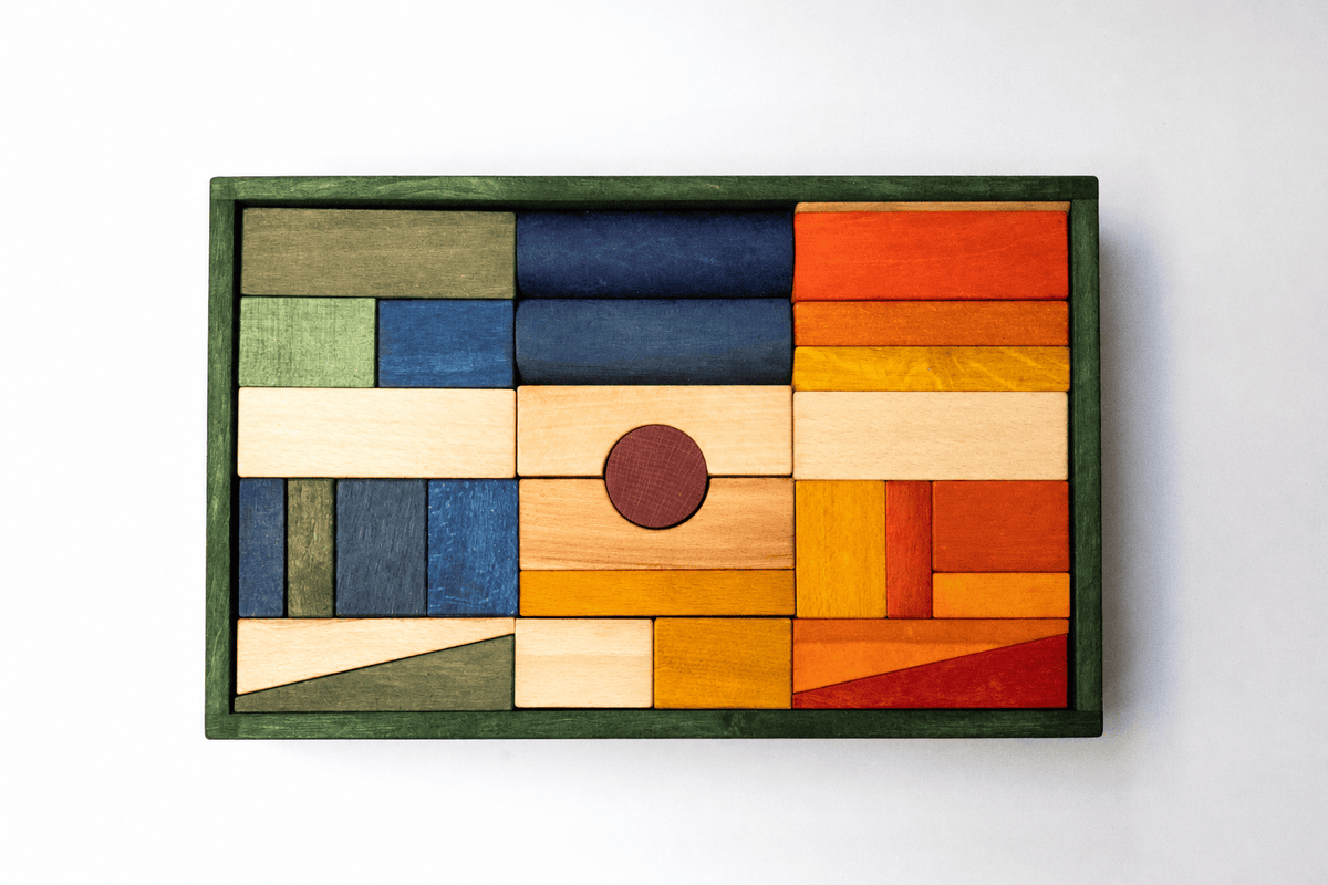 Holzspielzeug & Bausteine Wooden Story XL-Holzbausteine im Tablett, 63 Teile