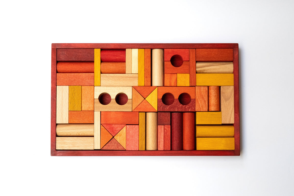 Holzspielzeug & Bausteine Wooden Story Holzbausteine im Tablett, 54 Teile