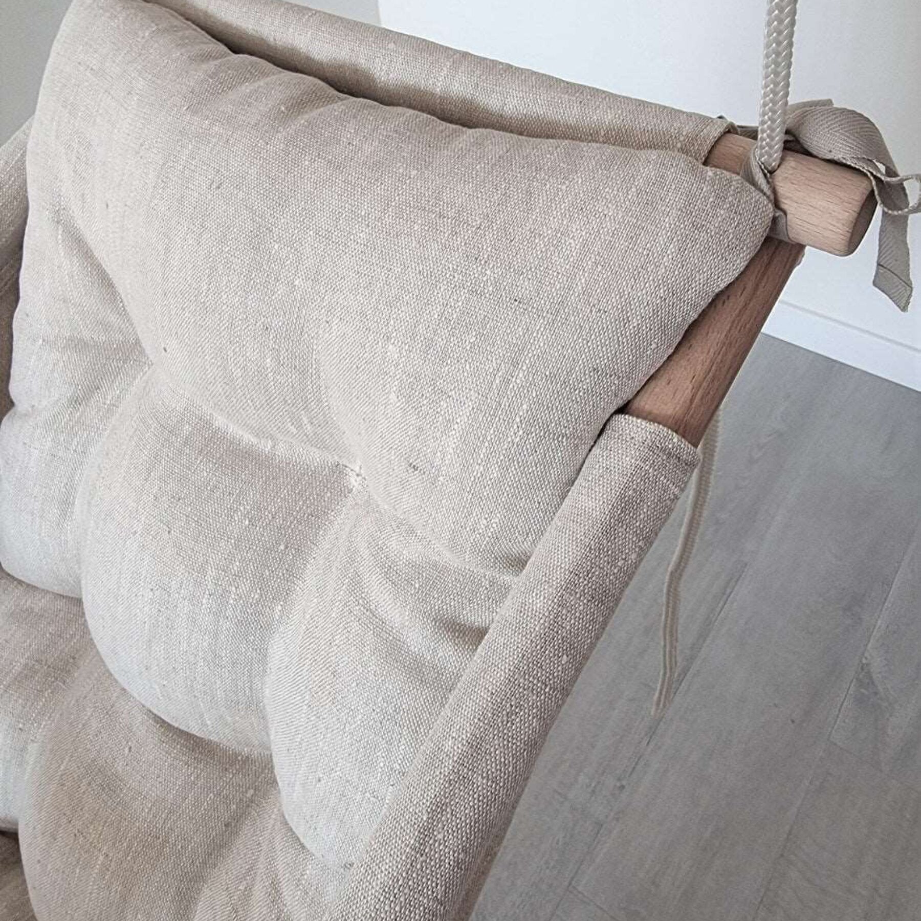 Babyschaukel Babyliegeschaukel Leinen Beige