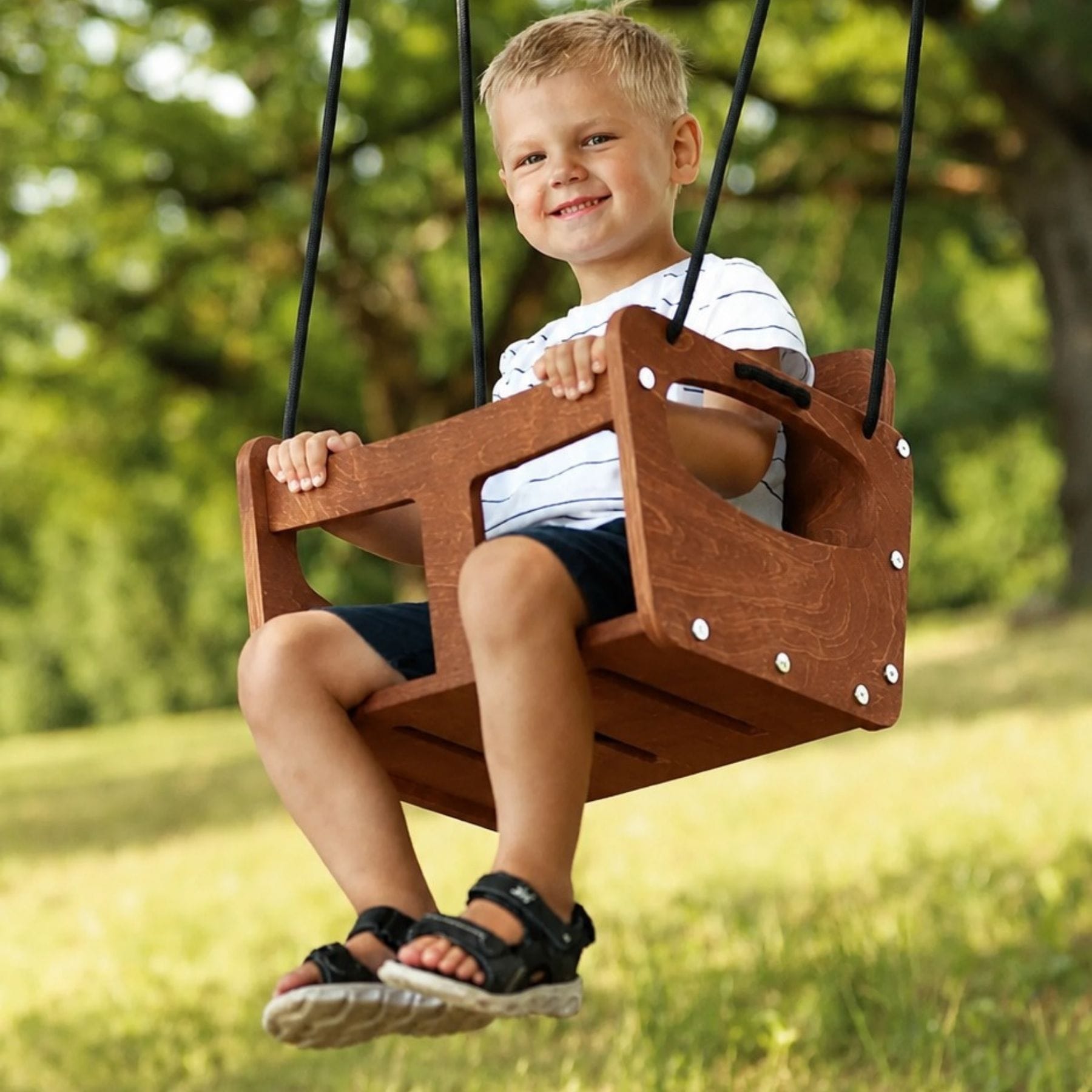 Outdoor Schaukel, Kleinkindschaukel, Holzschaukel, Gartenschaukel, Babyschaukel - LeoBabys